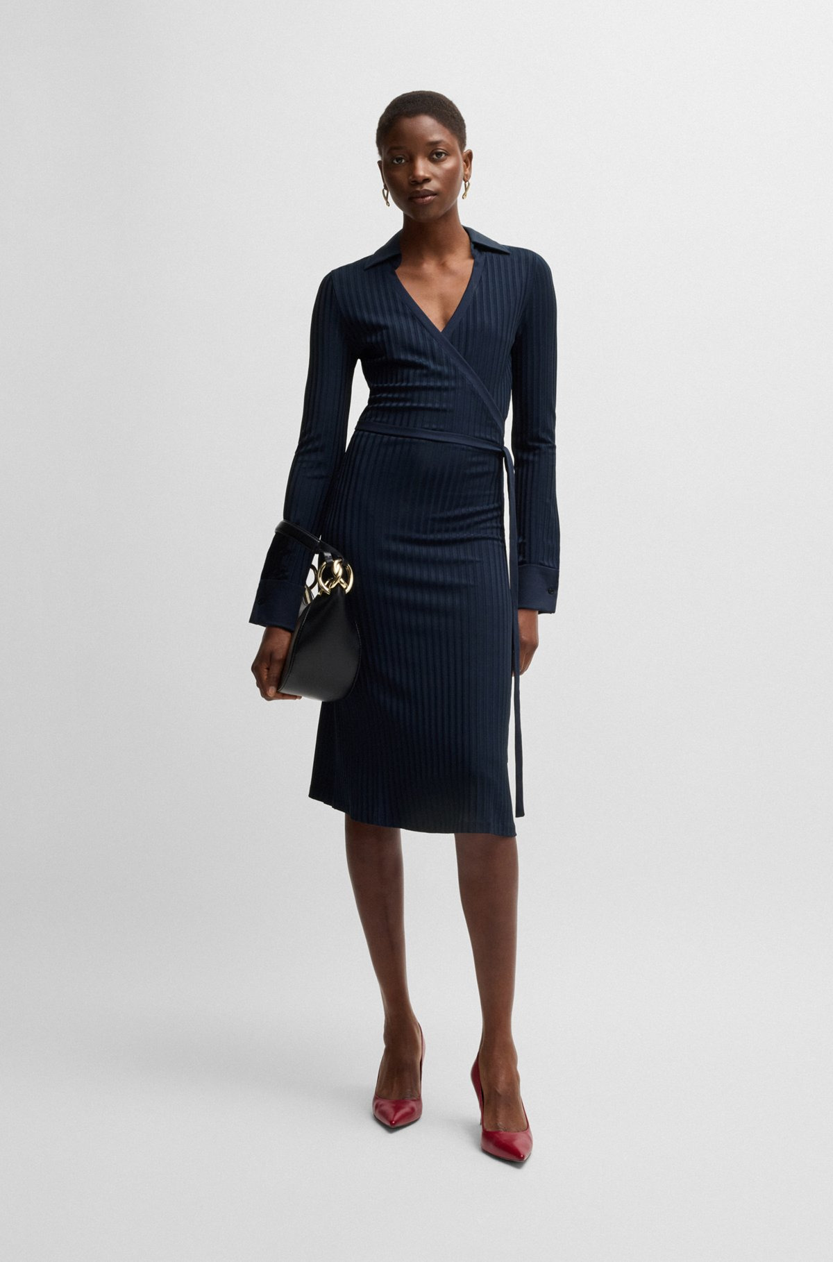 WRAP DRESS IN LUSTROUS RIBBED JERSEY - 3