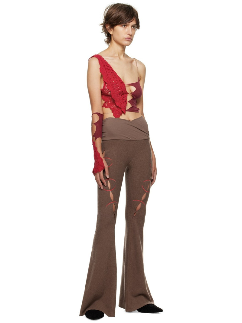 RUI Brown Embroidery Cut Out Trousers outlook