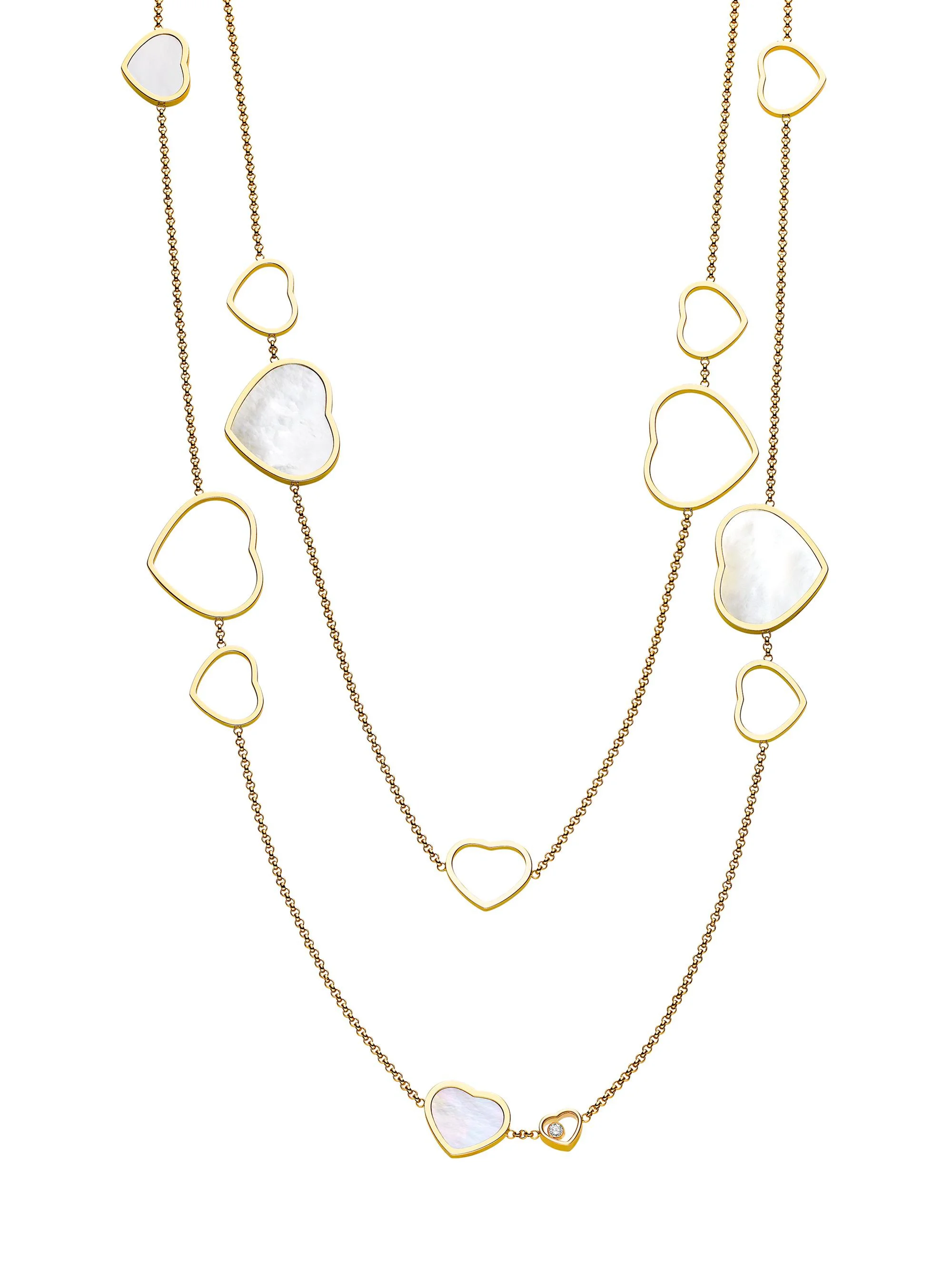 Women's Happy Hearts 18K Rose Gold, Mother-Of-Pearl & 0.15 TCW Diamond Sautoir Necklace - Yellow Gol - 1
