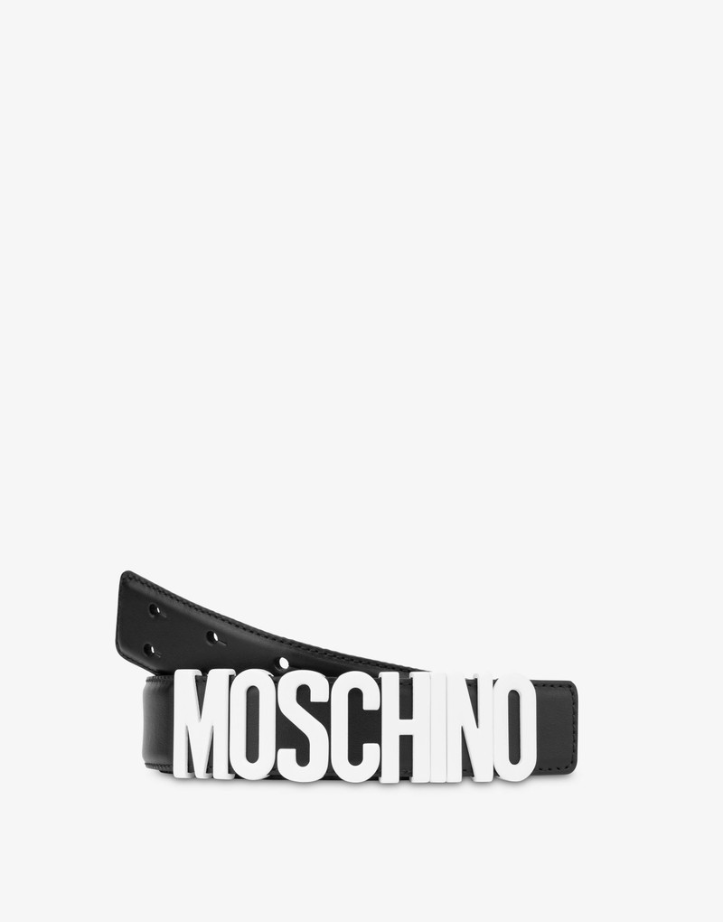 Moschino LETTERING LOGO CALFSKIN BELT outlook