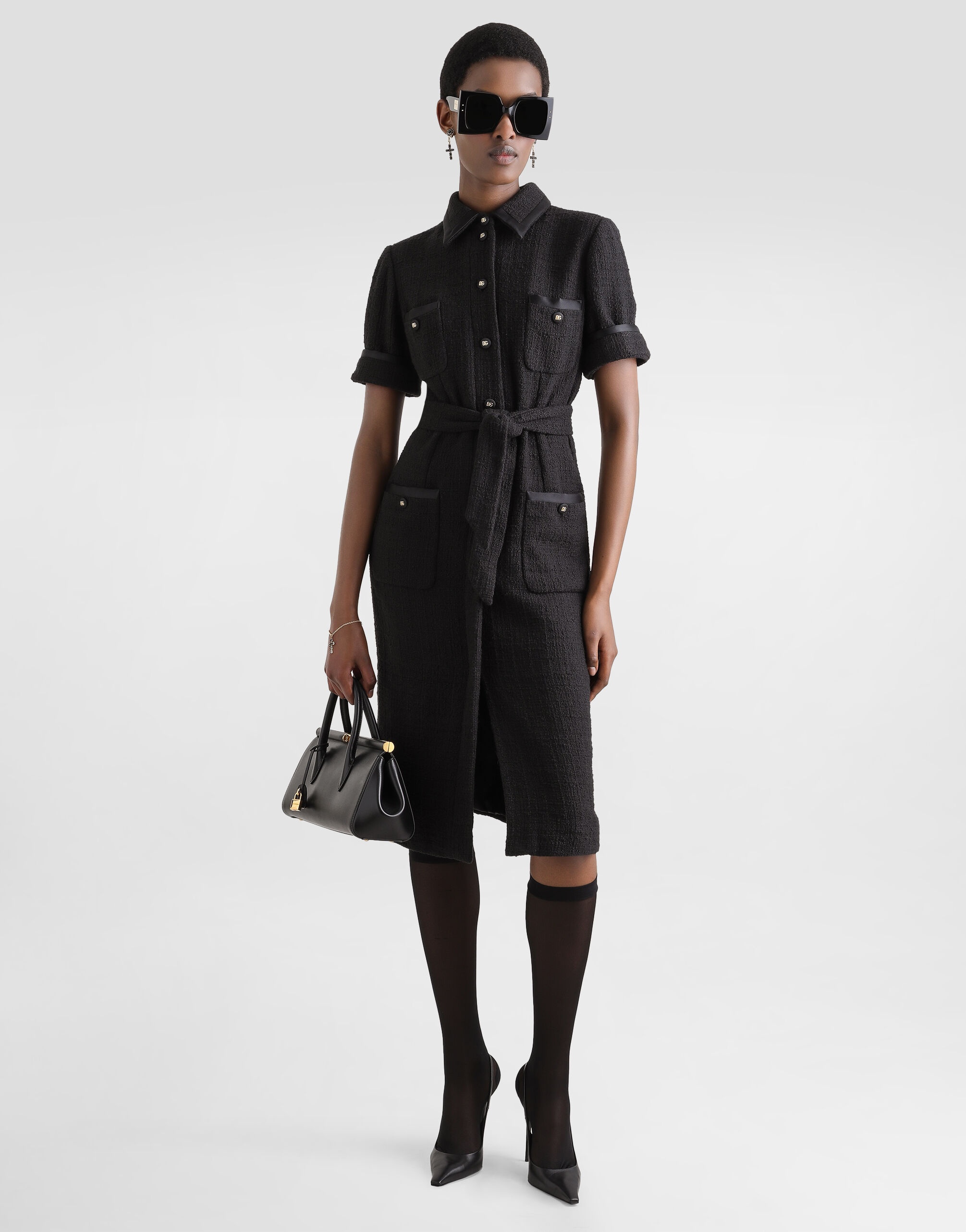 Calf-length Raschel tweed dress - 2