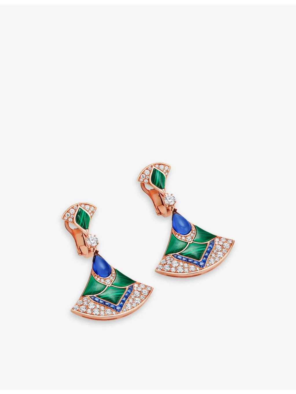 Divas' Dream 18ct rose-gold, 0.40ct and 1.28ct diamond, 0.80ct sapphire, malachite and tanzanite ear - 1