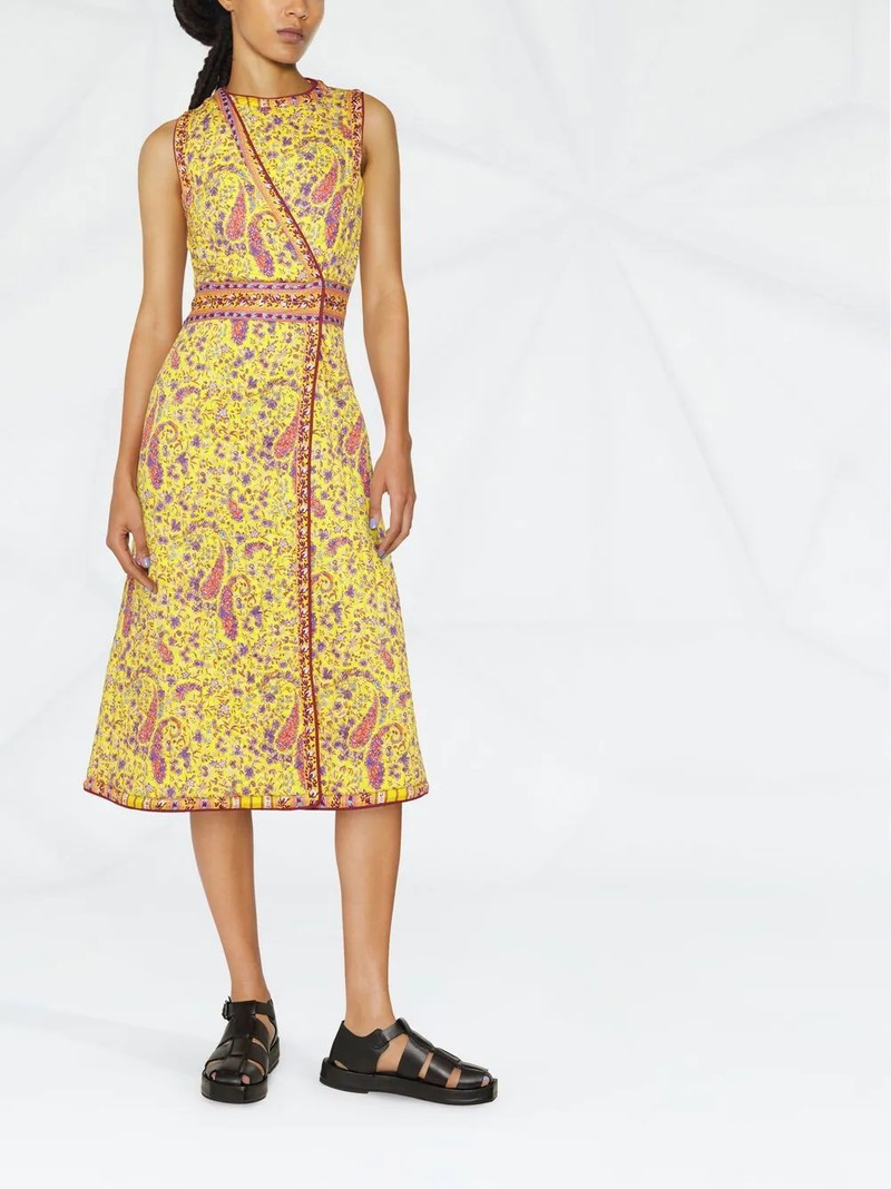 Etro quilted paisley-print midi dress outlook
