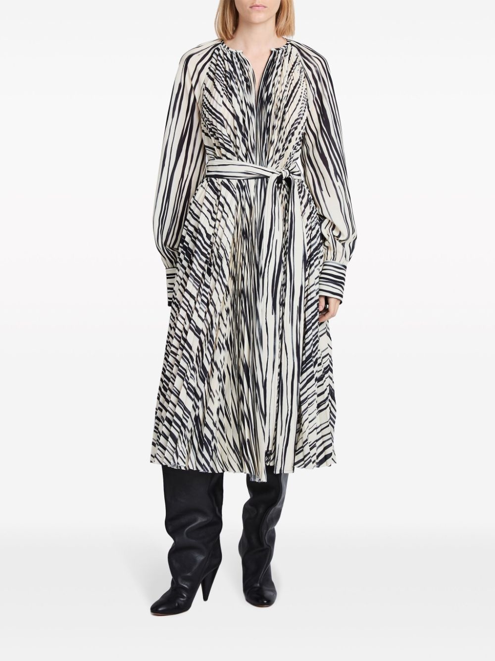 Carol stripe-print pleated dress - 2