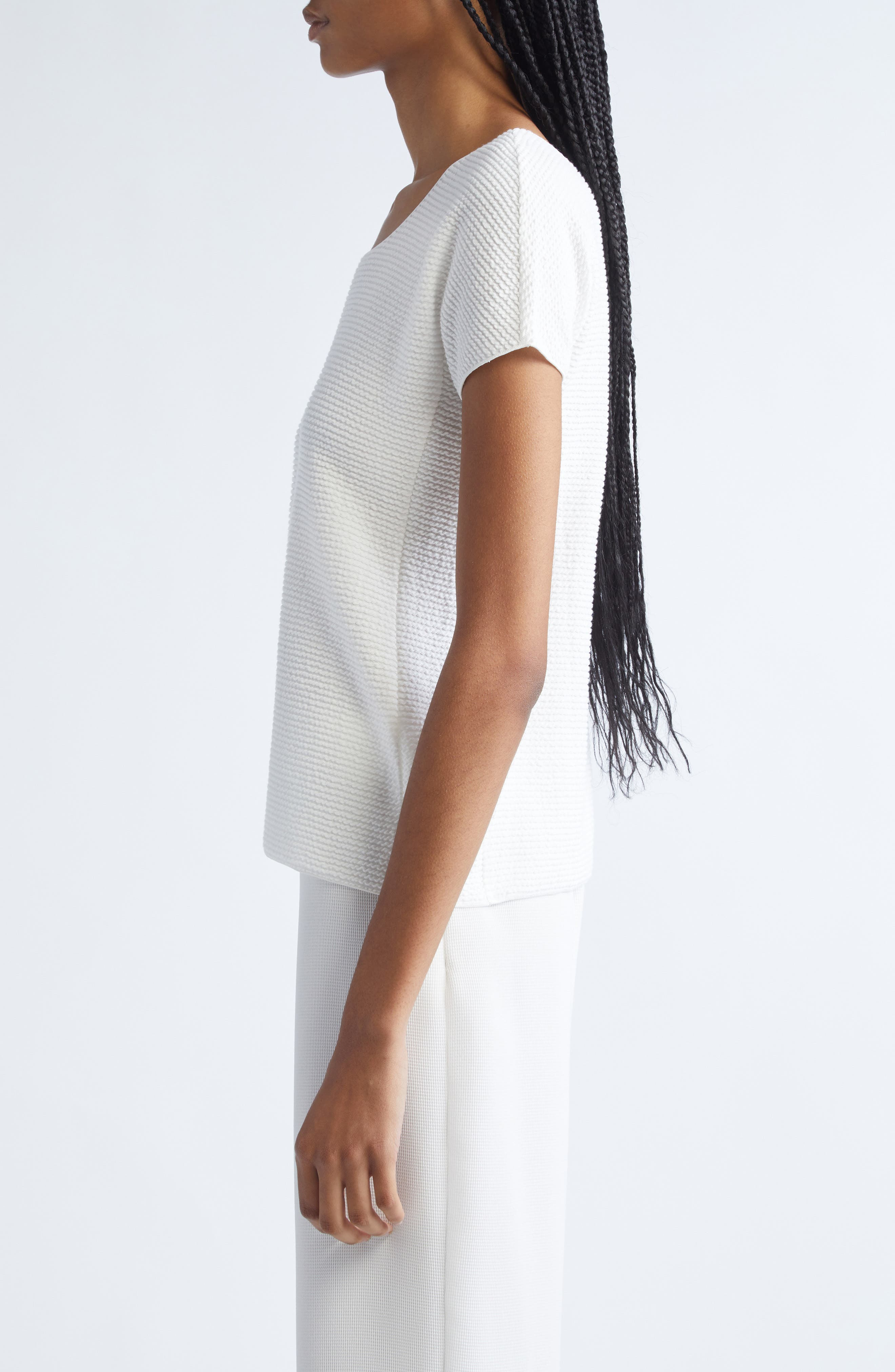 Emporio Armani Ribbed Jersey T-shirt in Solid White at Nordstrom - 3