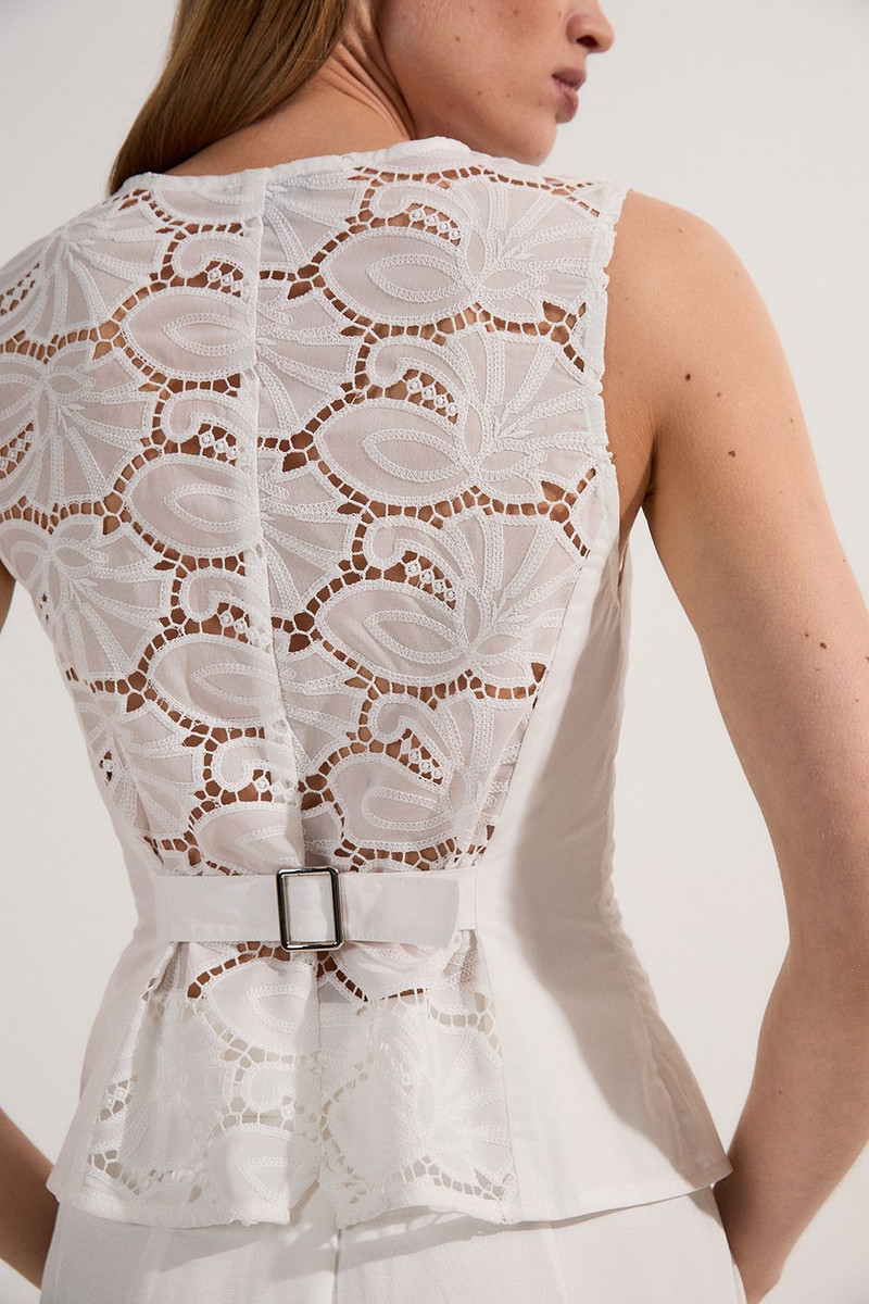 Cotton Cutwork Woven Waistcoat 5