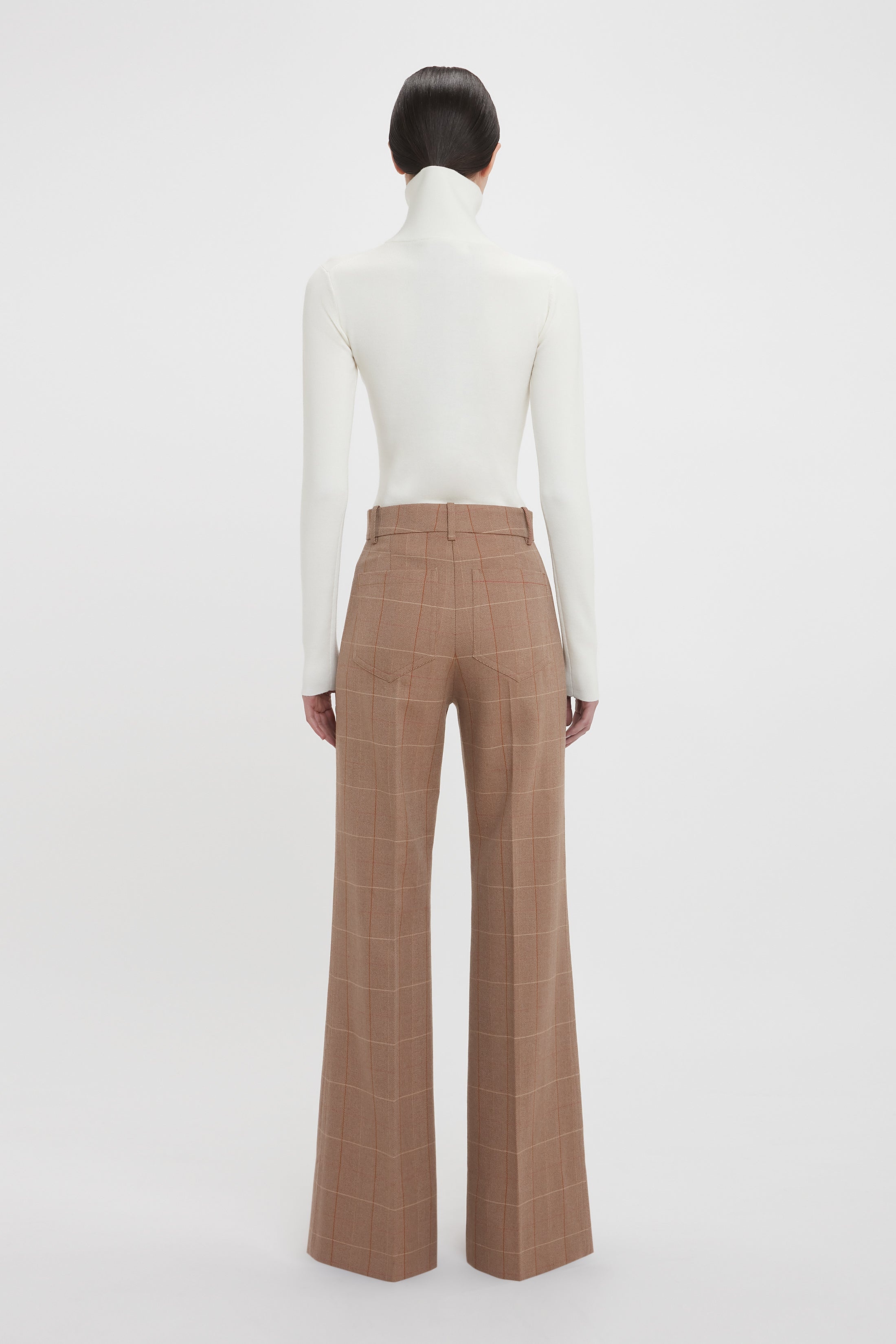 Alina Tailored Trouser In Camel-Multi Check - 4