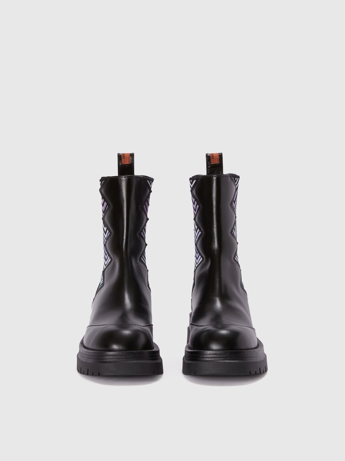 Leather ankle boots with fabric insert - 3