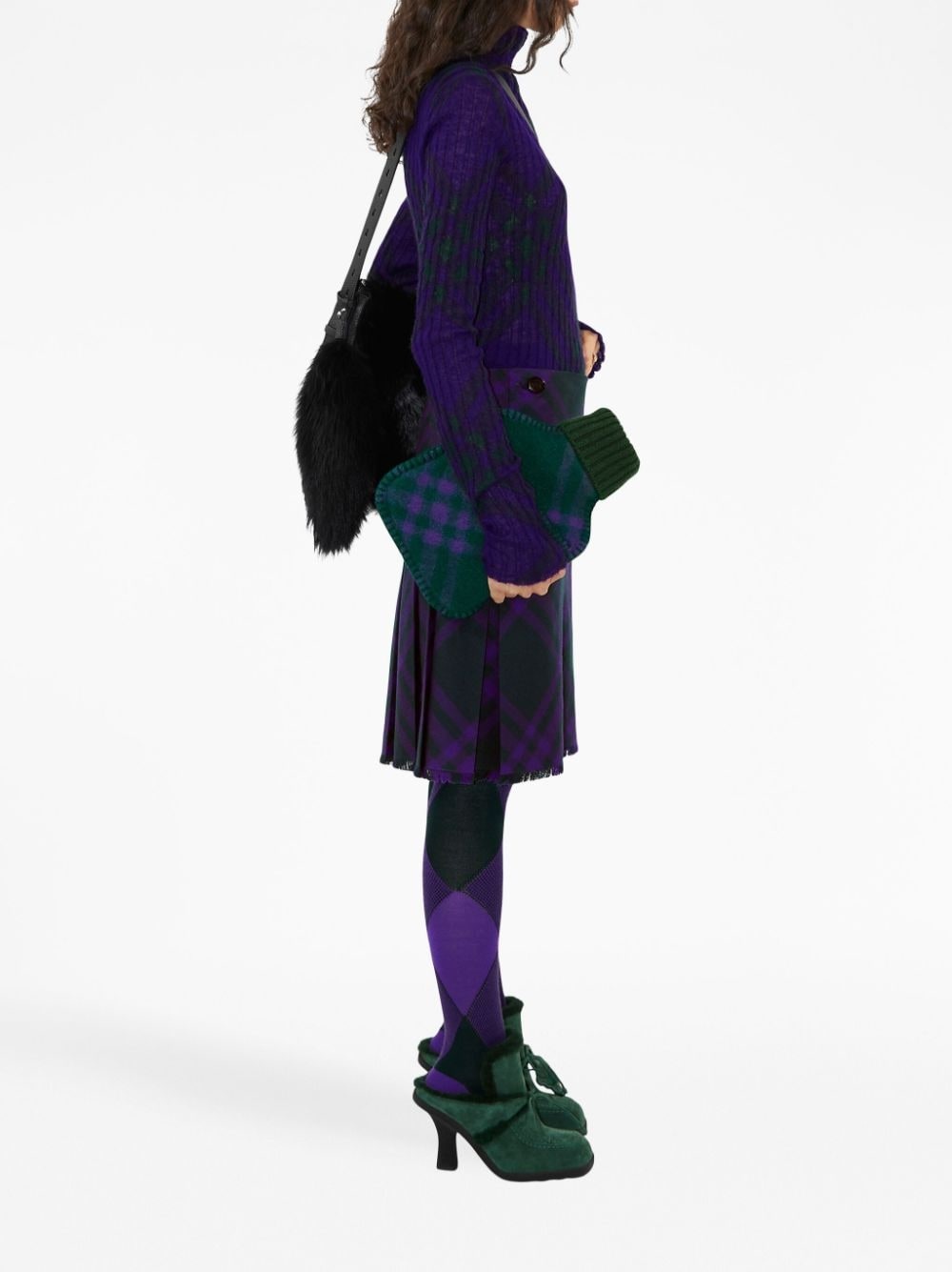 plaid-check rib-knit jumper - 3