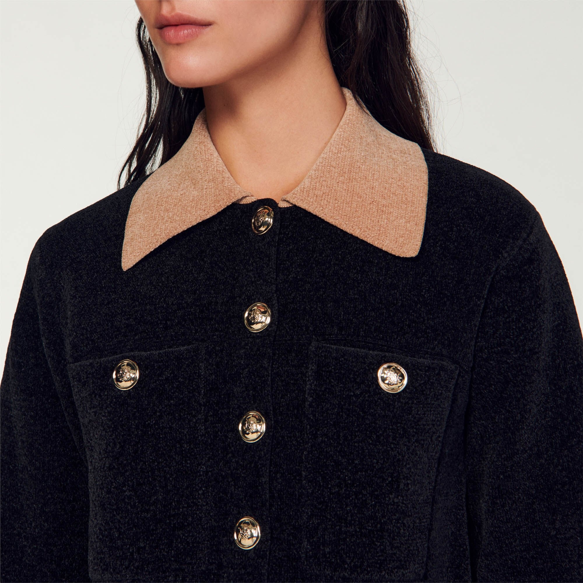 CROPPED VELOUR KNIT COATIGAN - 4