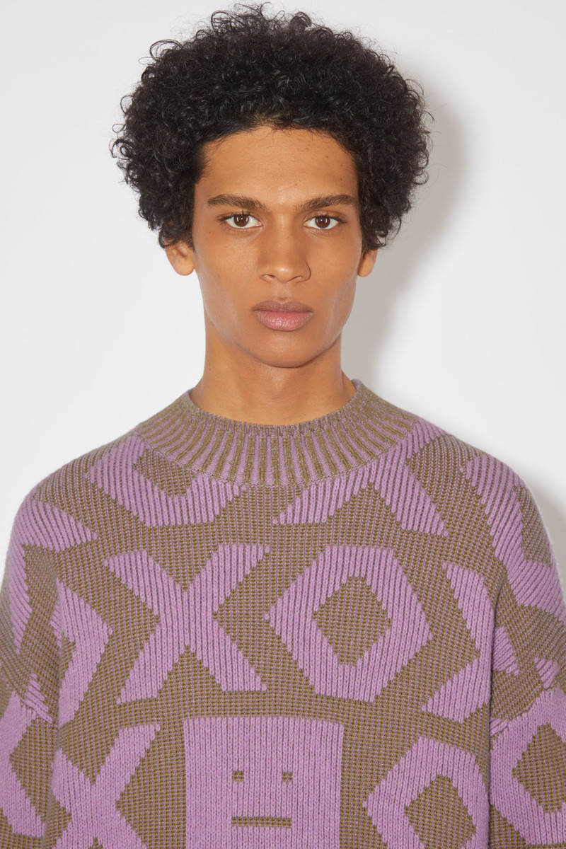 Face logo jumper - Khaki beige/smoky purple 5