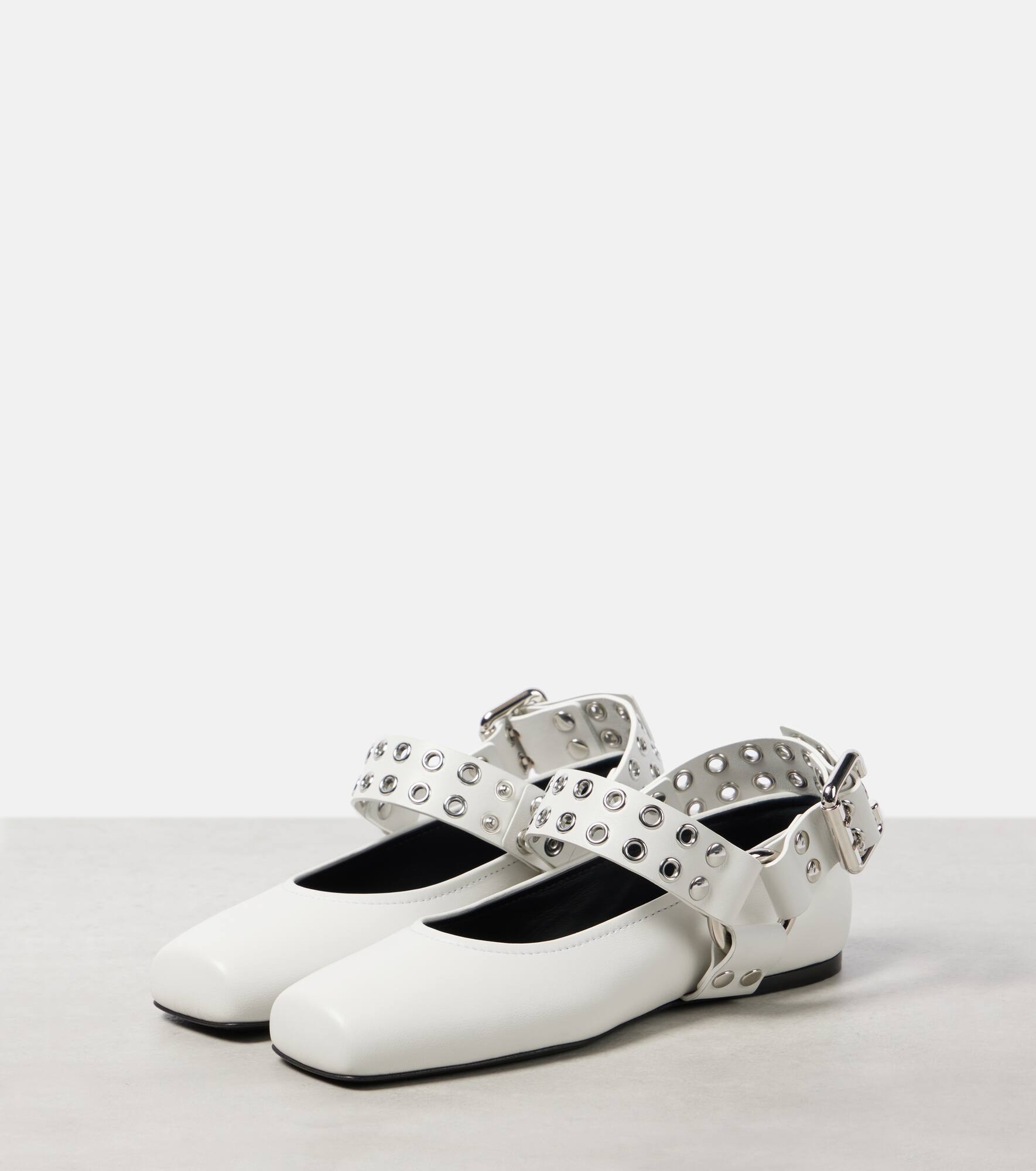 Embellished leather ballet flats - 4