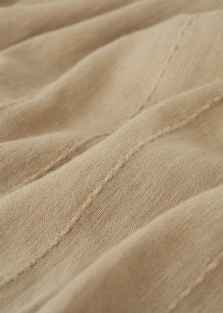 Striped linen cotton sarong overcast beige - 5
