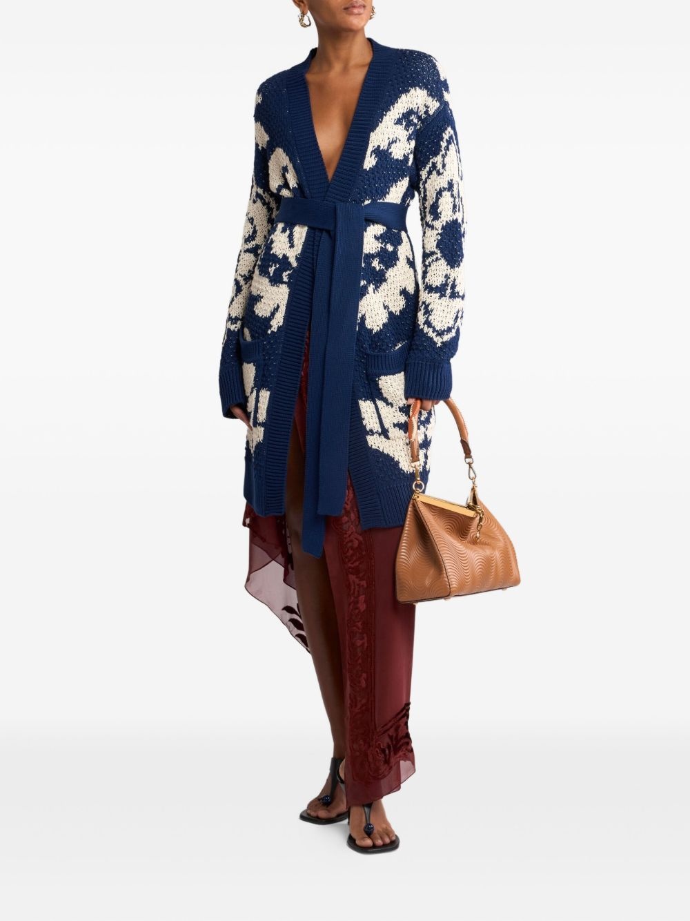 floral-jacquard cardigan - 2