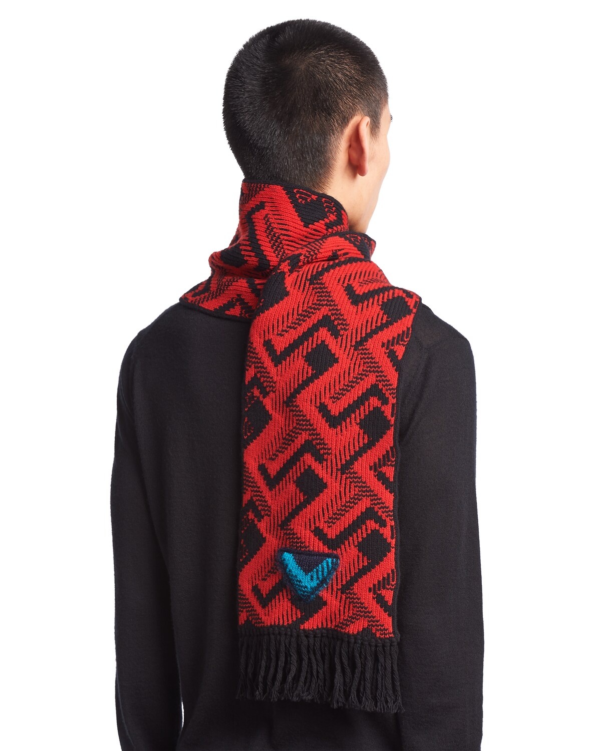 Wool and cashmere jacquard scarf - 3