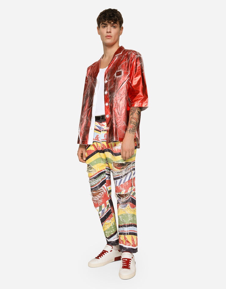 Loose overdyed jeans with carretto print - 5