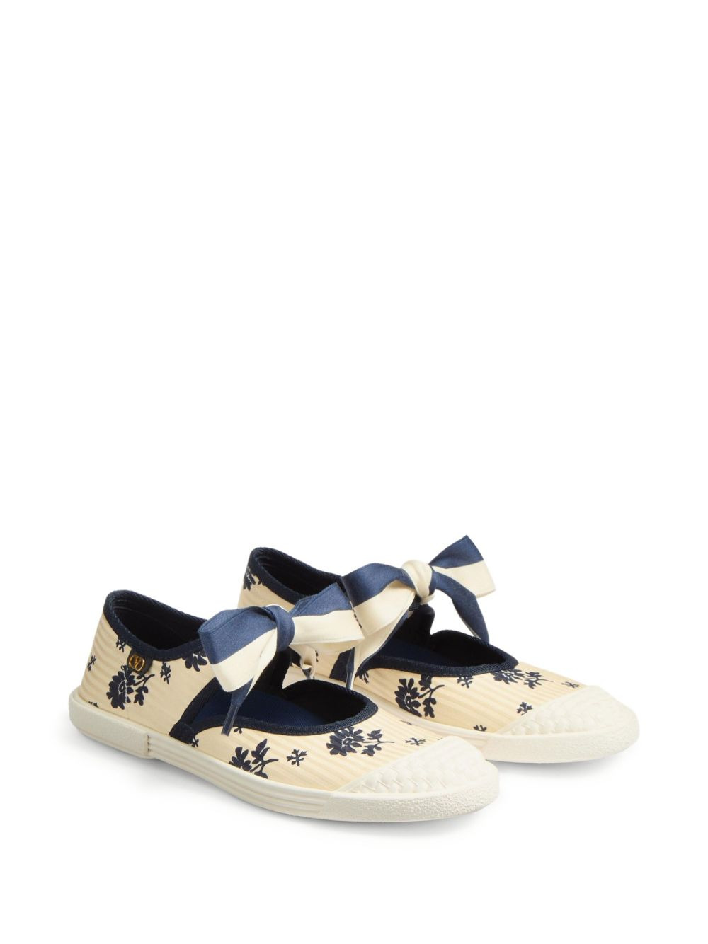 VLogo-plaque floral-print ballerina shoes - 2