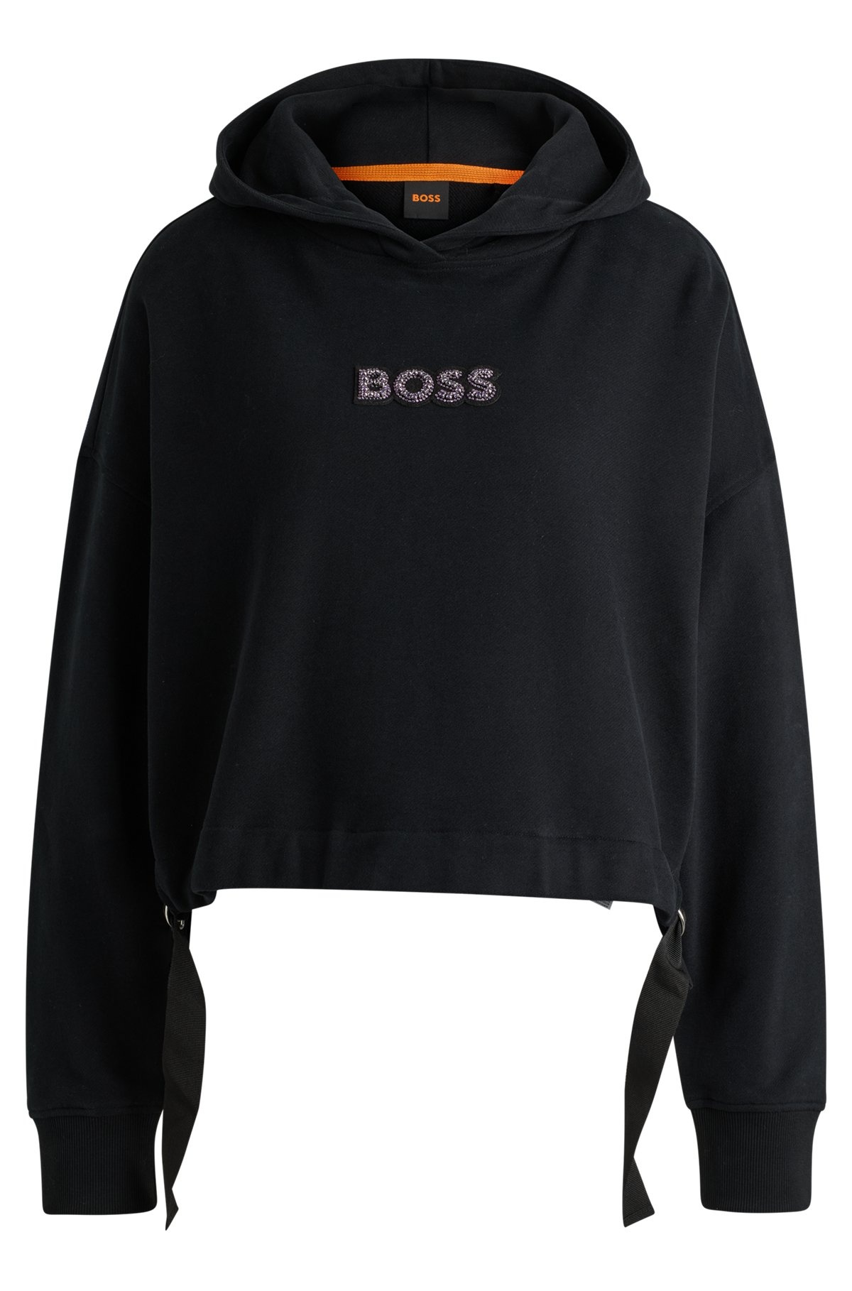 COTTON-TERRY HOODIE WITH CRYSTAL-STUDDED LOGO - 1