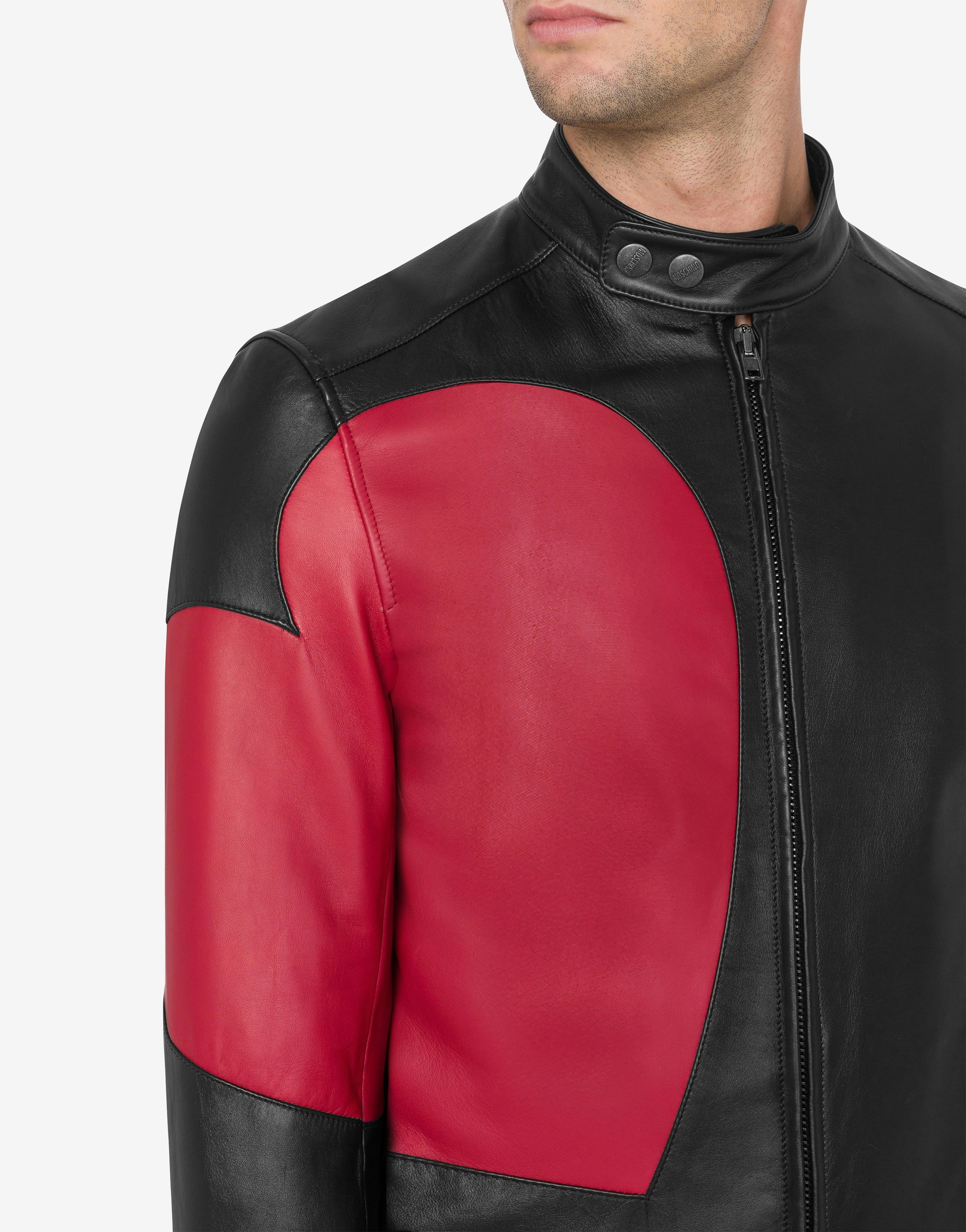 HEART GRAPHIC NAPPA LEATHER BIKER JACKET - 4