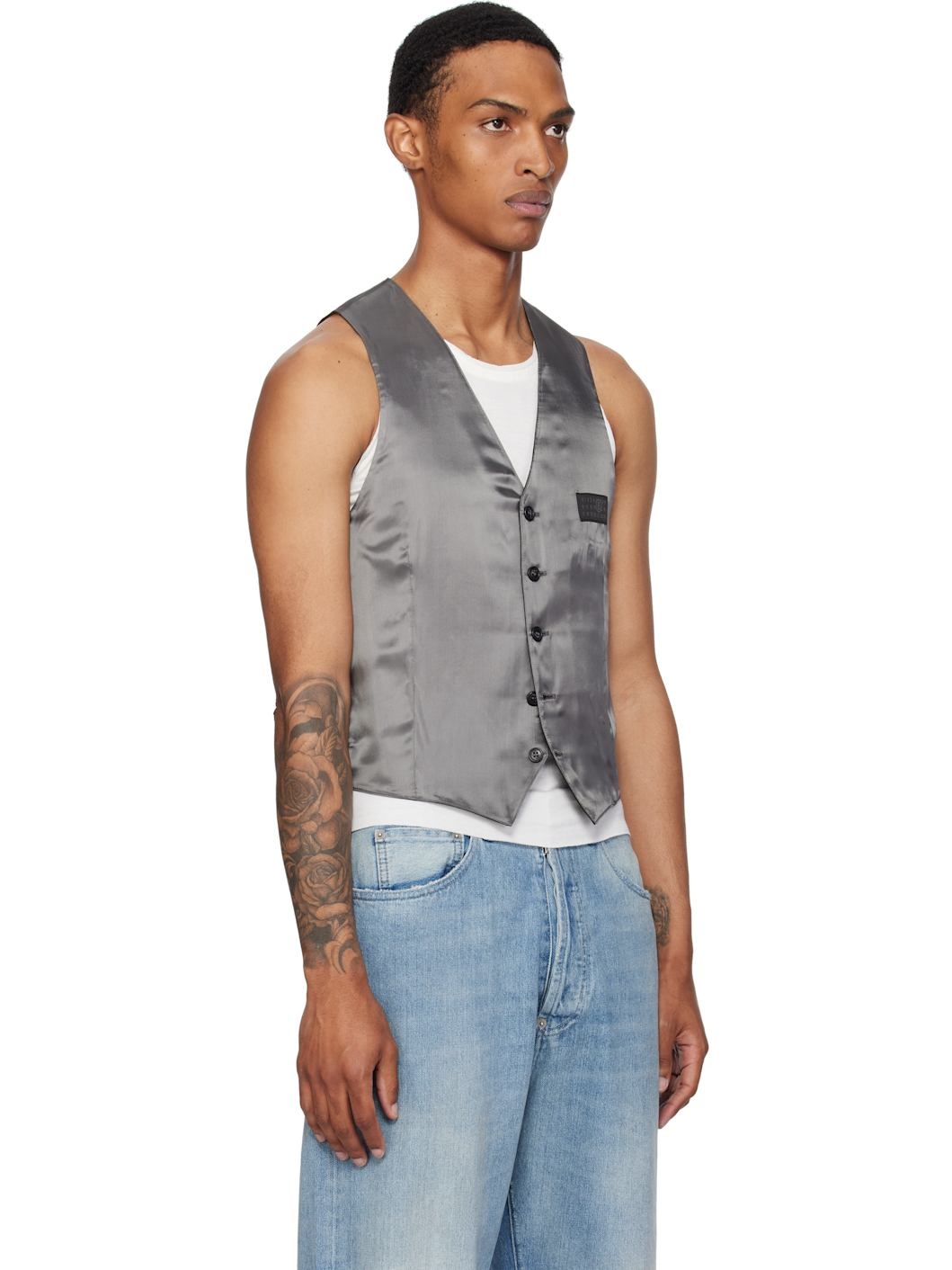 Gray Satin Vest - 2