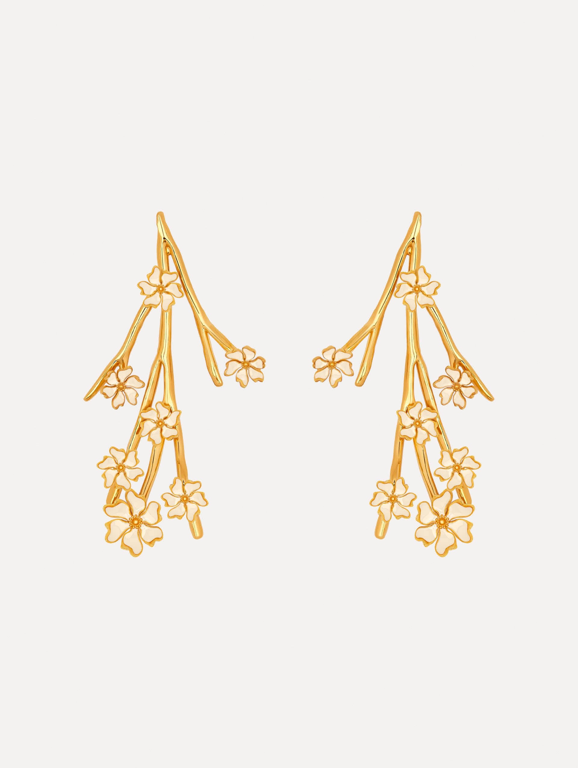 ENAMEL CHERRY BLOSSOM BRANCH EARRINGS - 1
