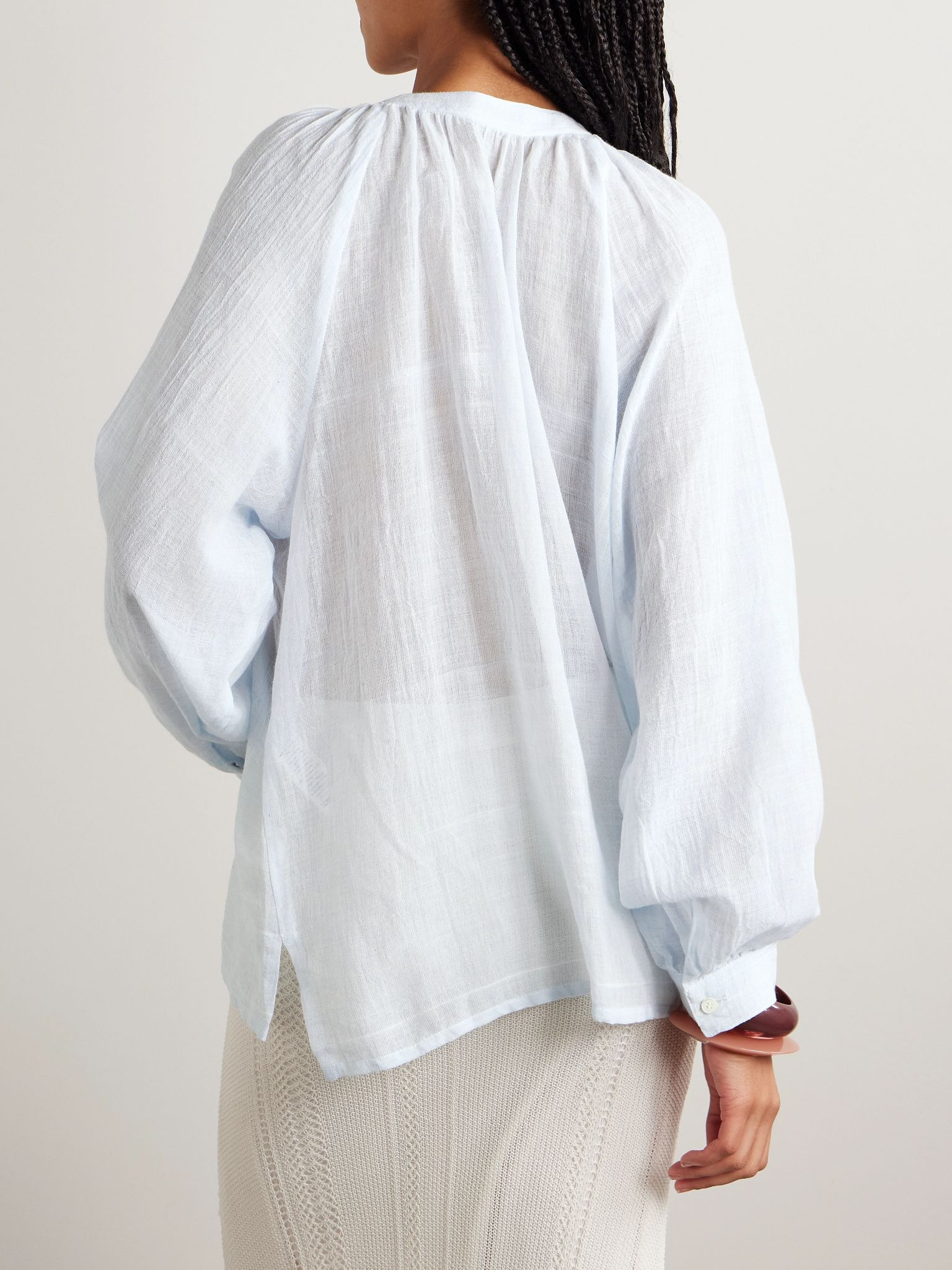 Mita cotton-gauze blouse Light blue - 3