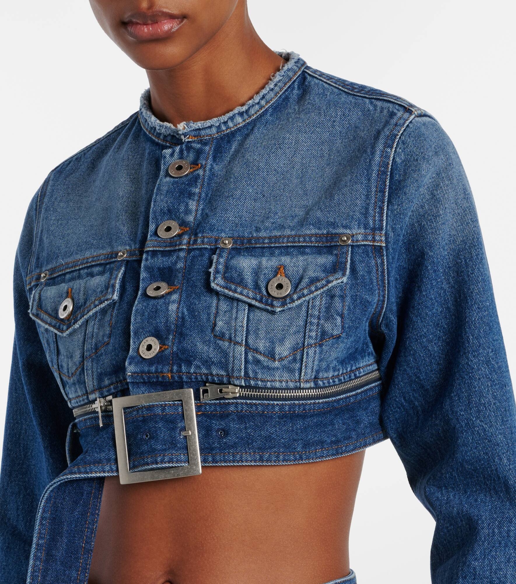 Cropped denim jacket - 4