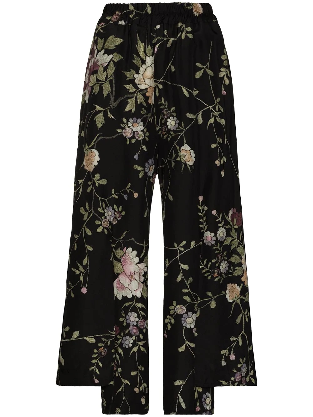 Robin floral-embroidered silk trousers - 1