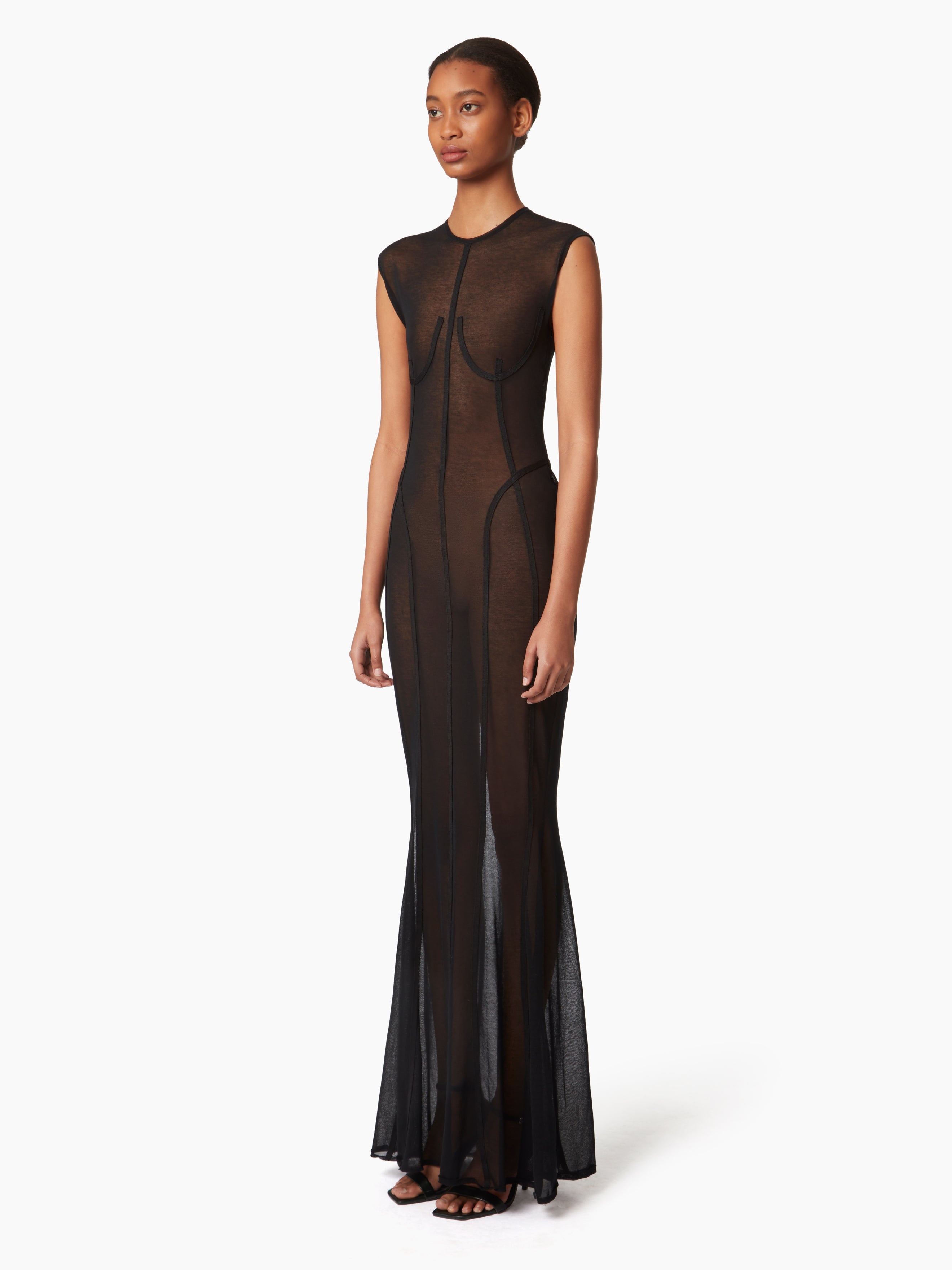 SHEER DRESS WITH COUTURE DETAILS - 2