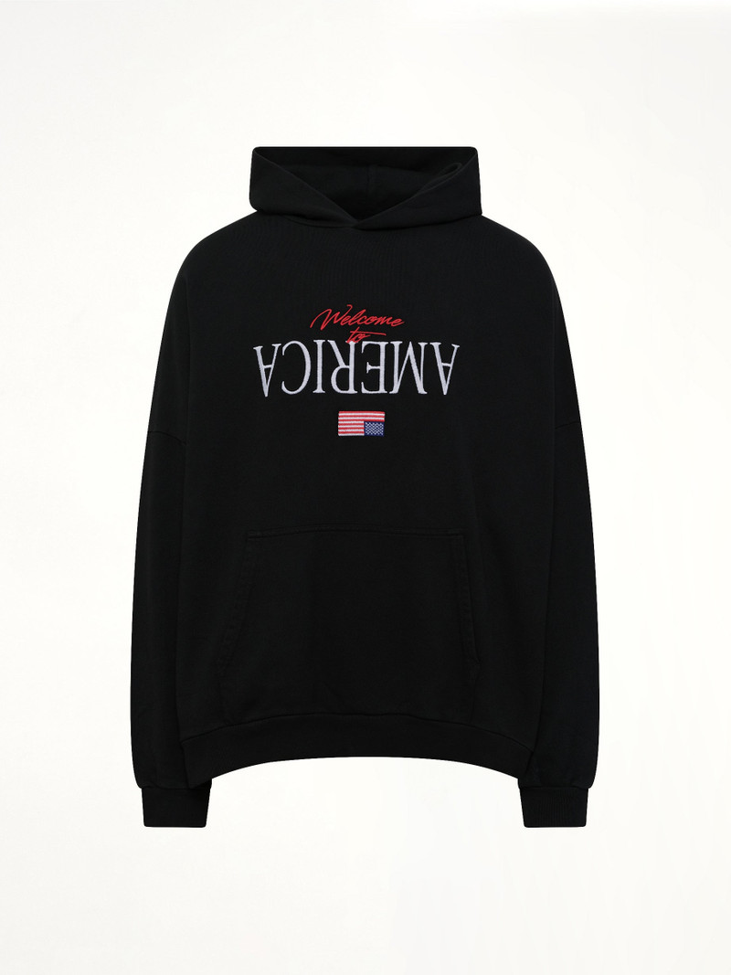 WILLY CHAVARRIA Welcome To America Hooligan Hoodie in Black outlook