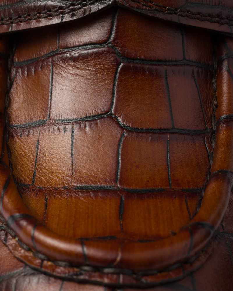 Chocolate crocodile-print leather loafers 6