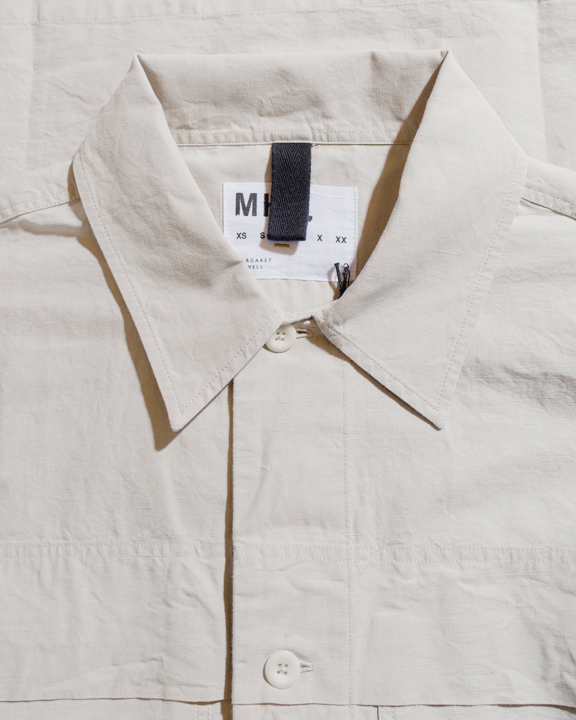 MHL Storm Flap Shirt Dry Cotton Linen Pale Stone - 5