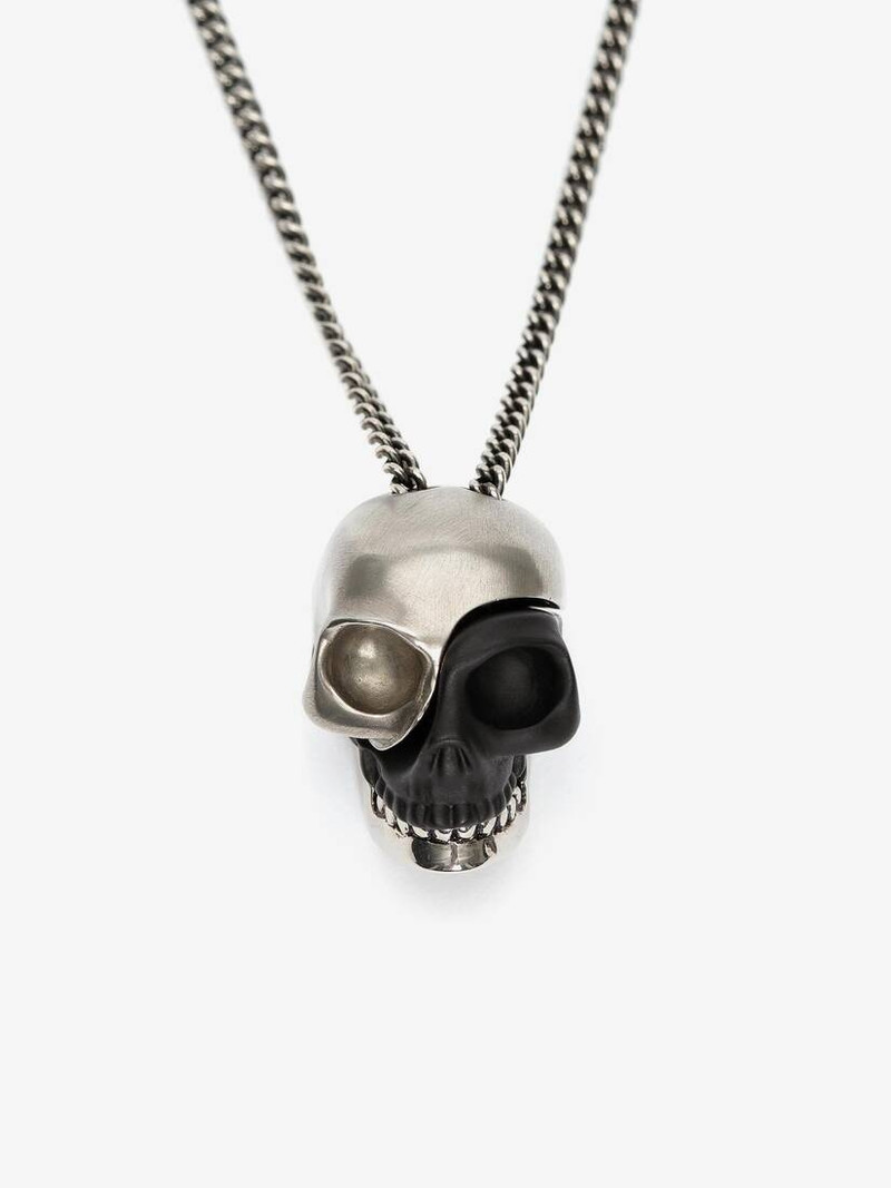 Alexander McQueen Divided Skull Pendant in Black/silver outlook