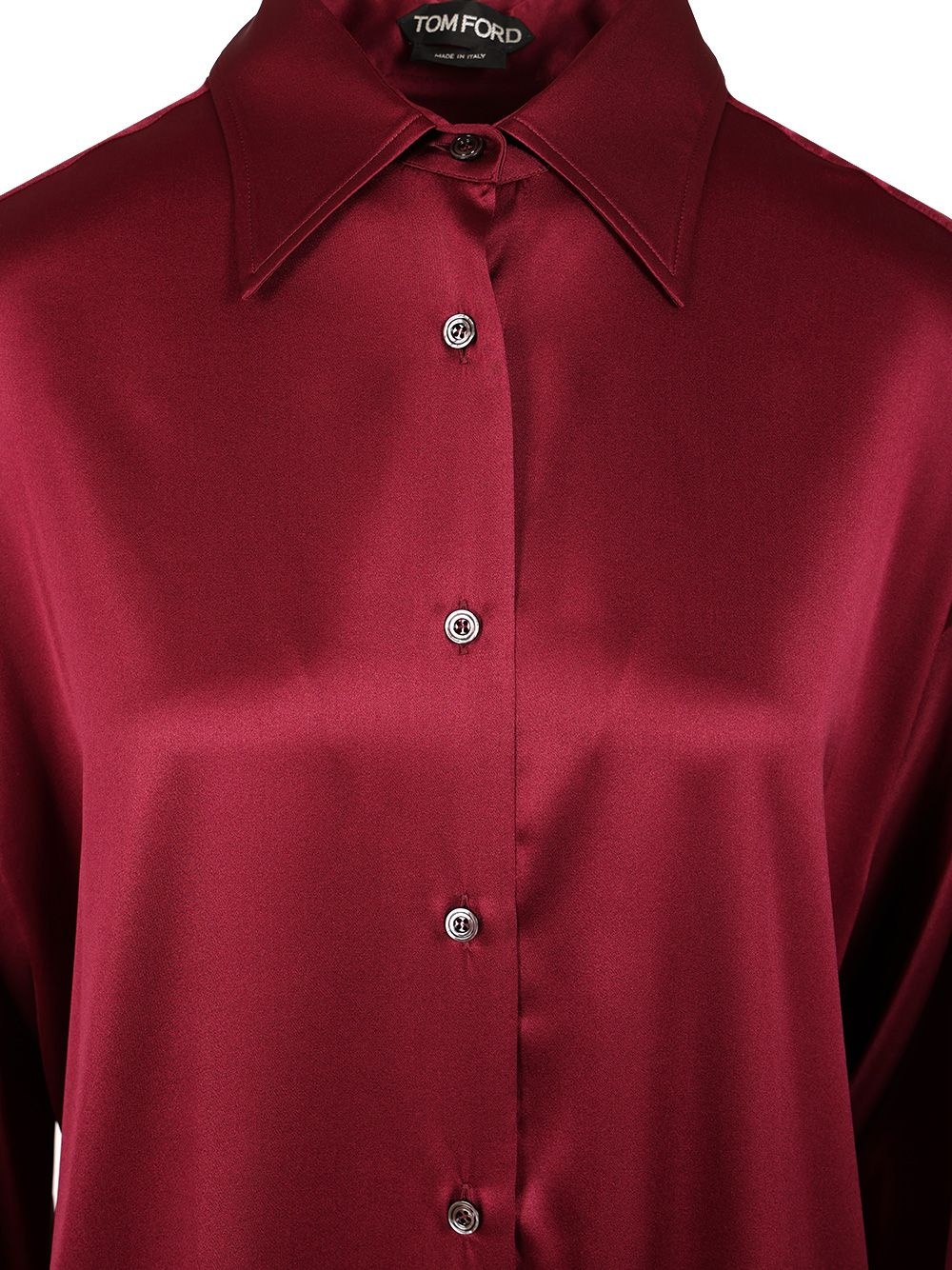 Stretch Silk Satin Shirt Shirts Red - 4