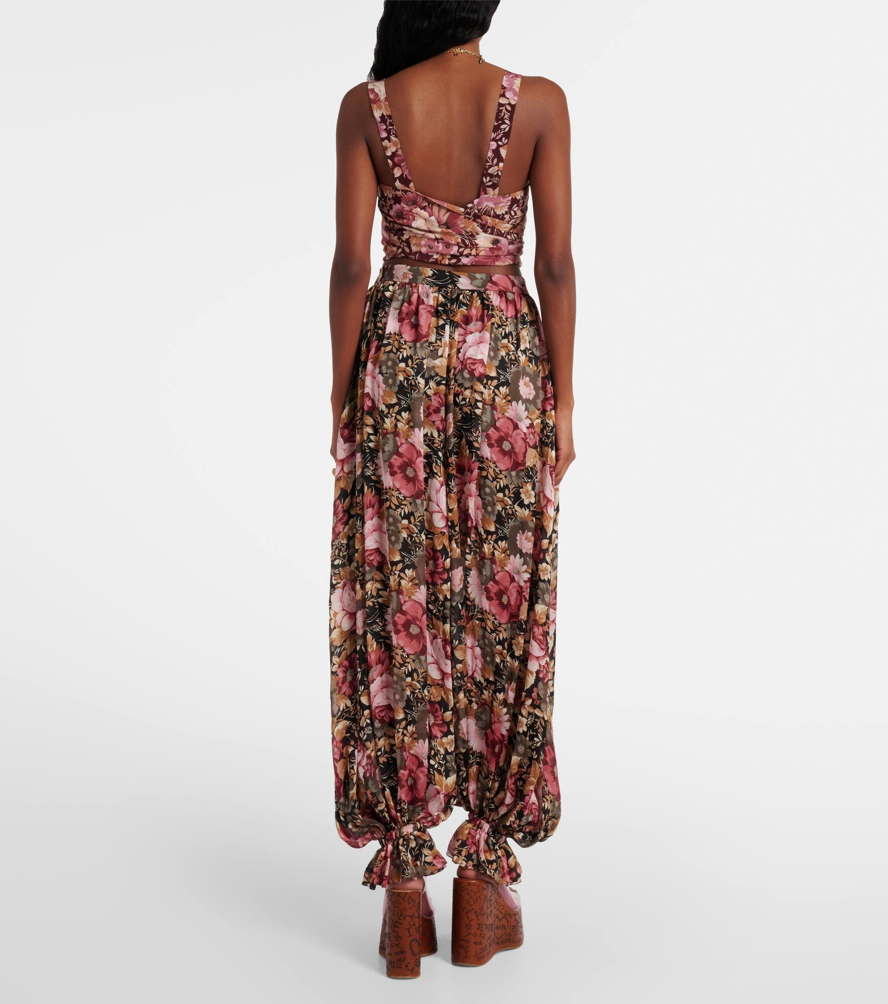 Floral crêpe de chine crop top - 3