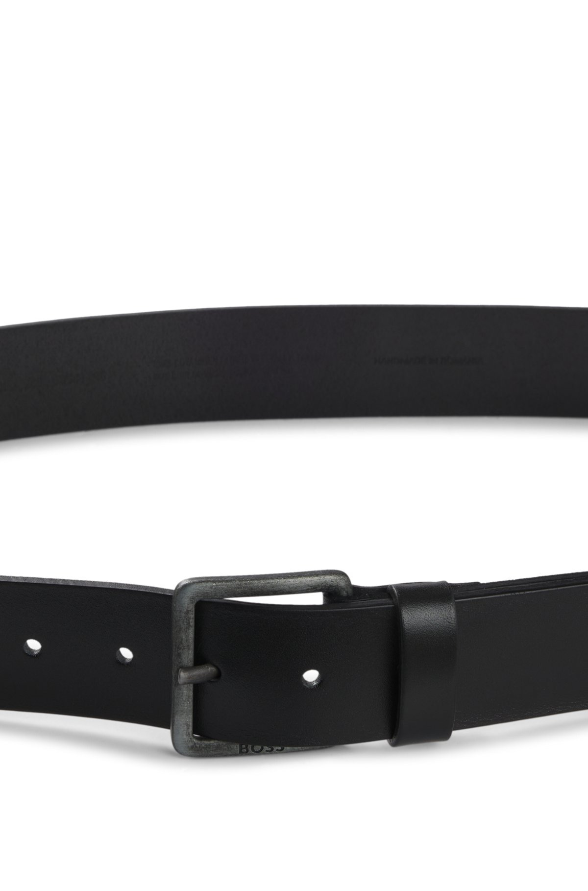 LEATHER BELT WITH LOGO BUCKLE - 4