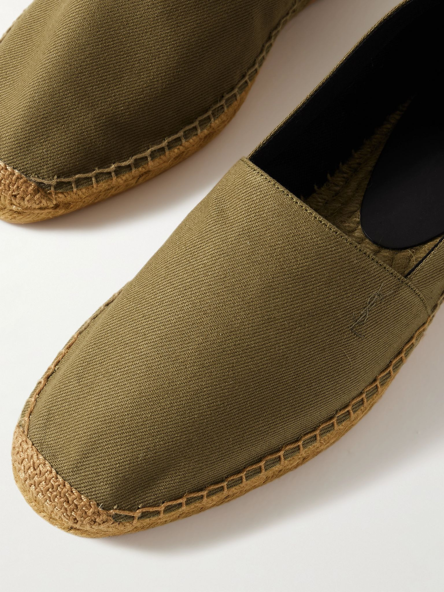 Collapsible-Heel Logo-Embroidered Twill Espadrilles Green - 4