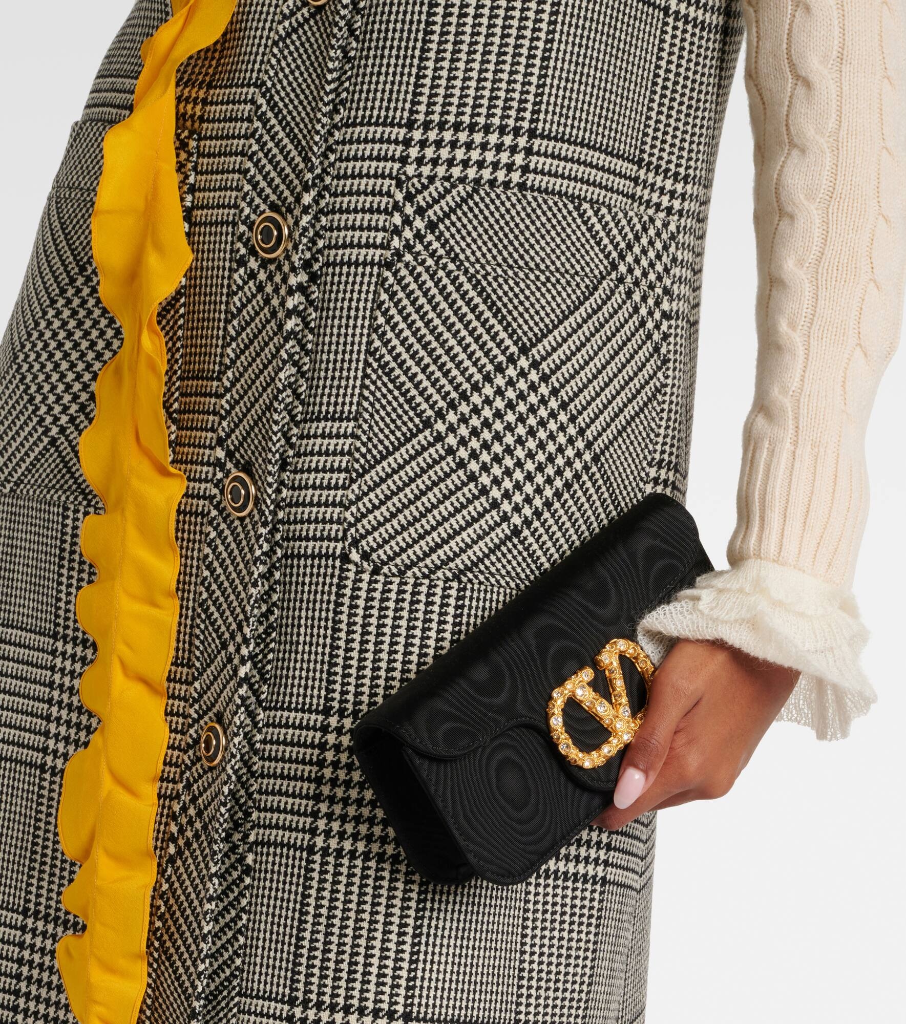 VLogo Signature embellished moiré clutch - 2