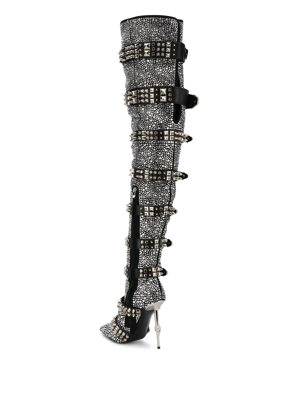 crystal-embellished knee-high boots - 3