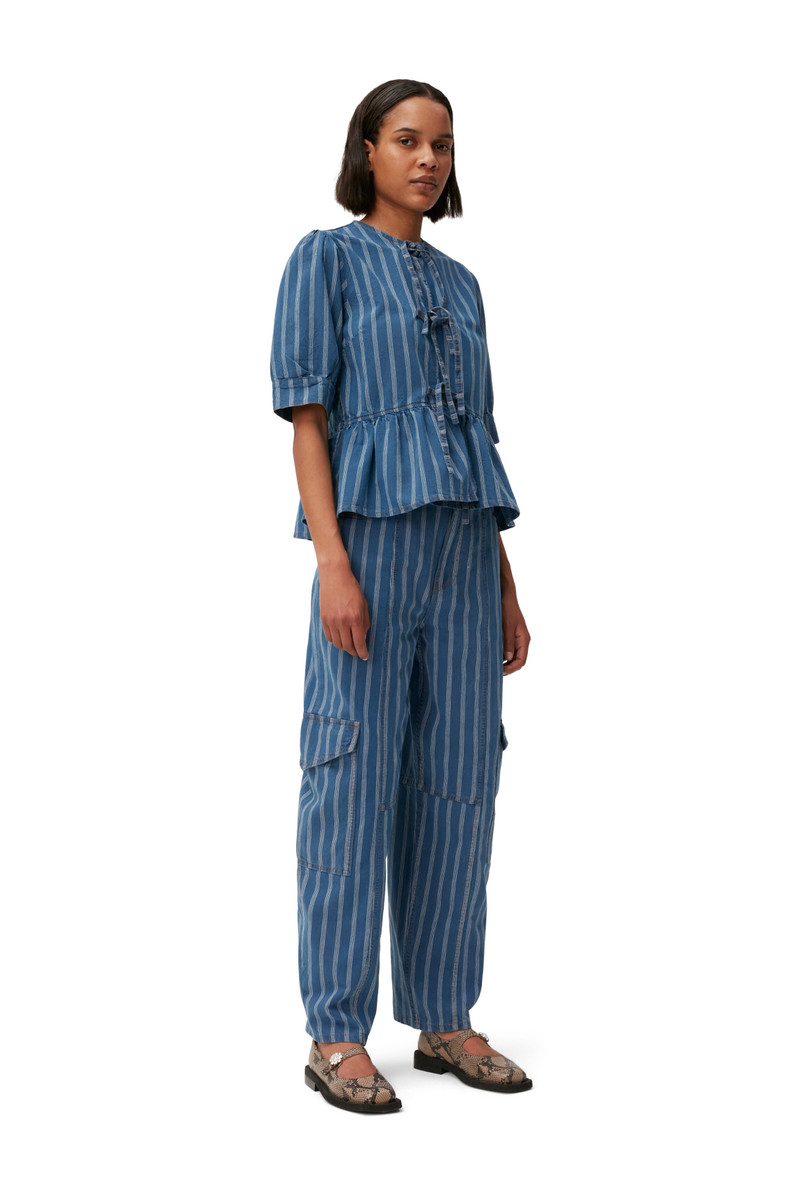 GANNI STRIPE DENIM CARGO PANTS outlook