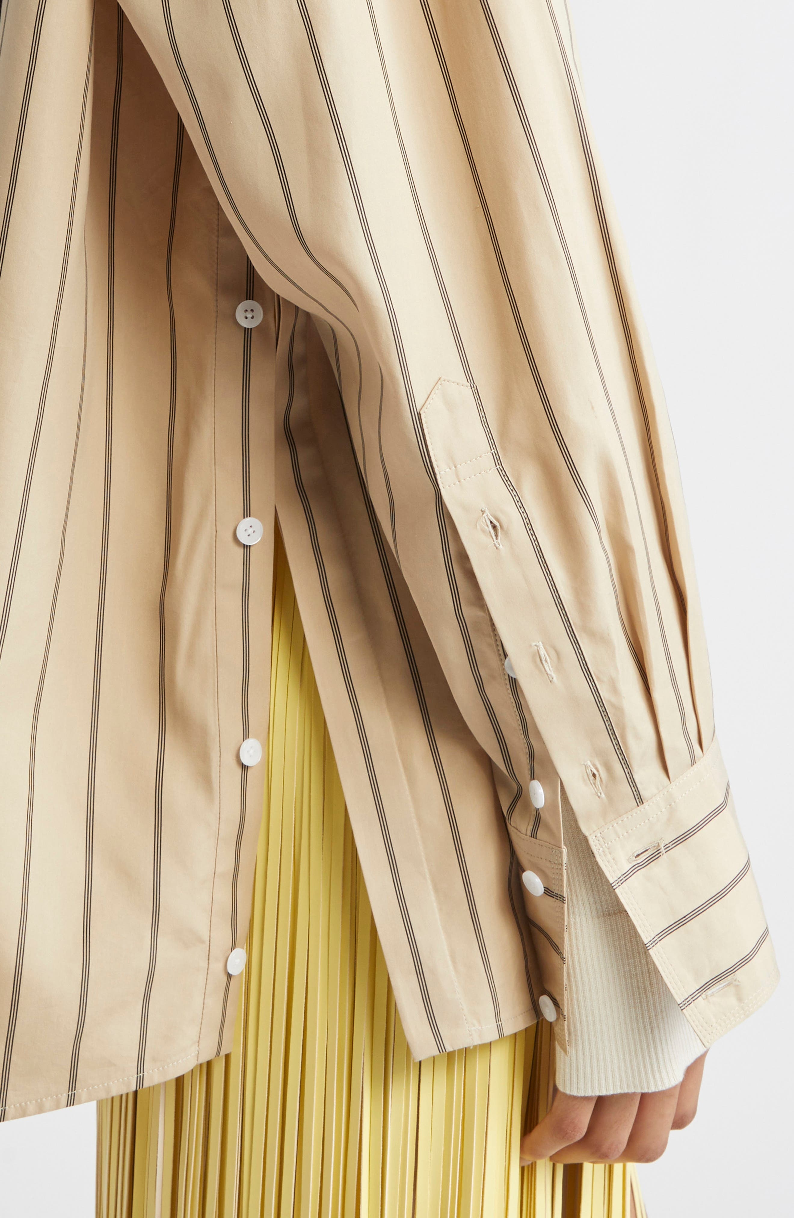 Proenza Schouler Addy Stripe Cotton & Silk Button-Up Shirt in Taupe Multi at Nordstrom - 5