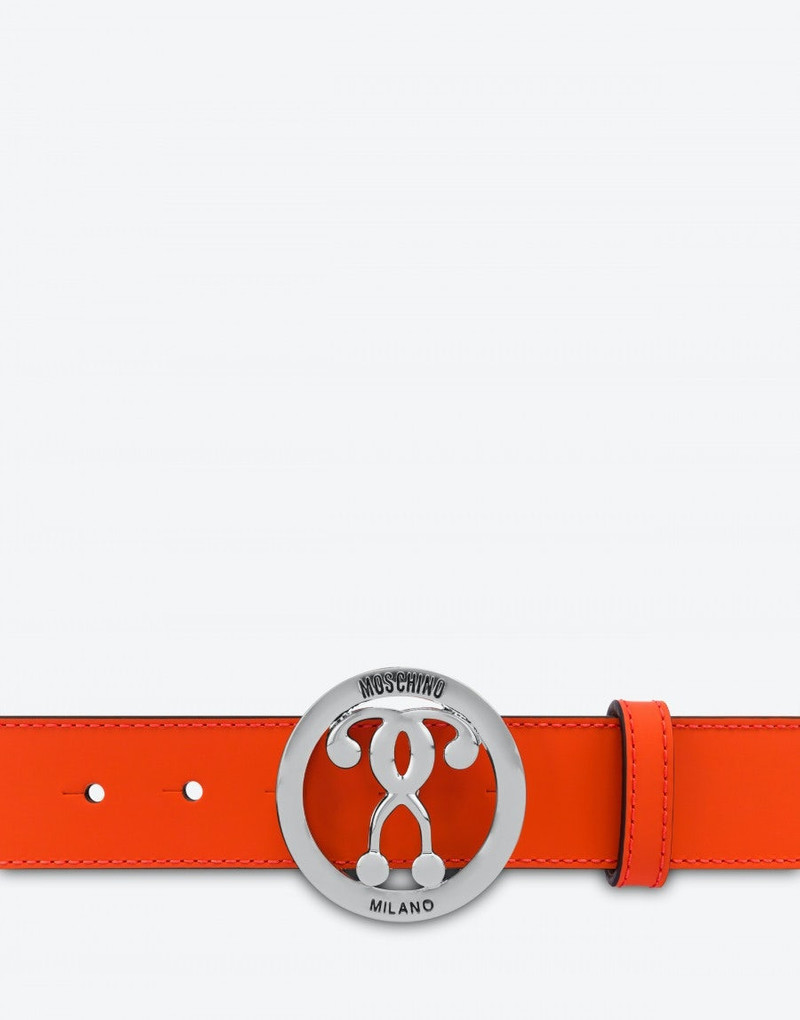 Moschino DOUBLE QUESTION MARK RUBBERIZED CALFSKIN BELT outlook
