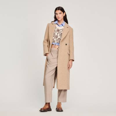 Sandro Long coat with tailored collar outlook
