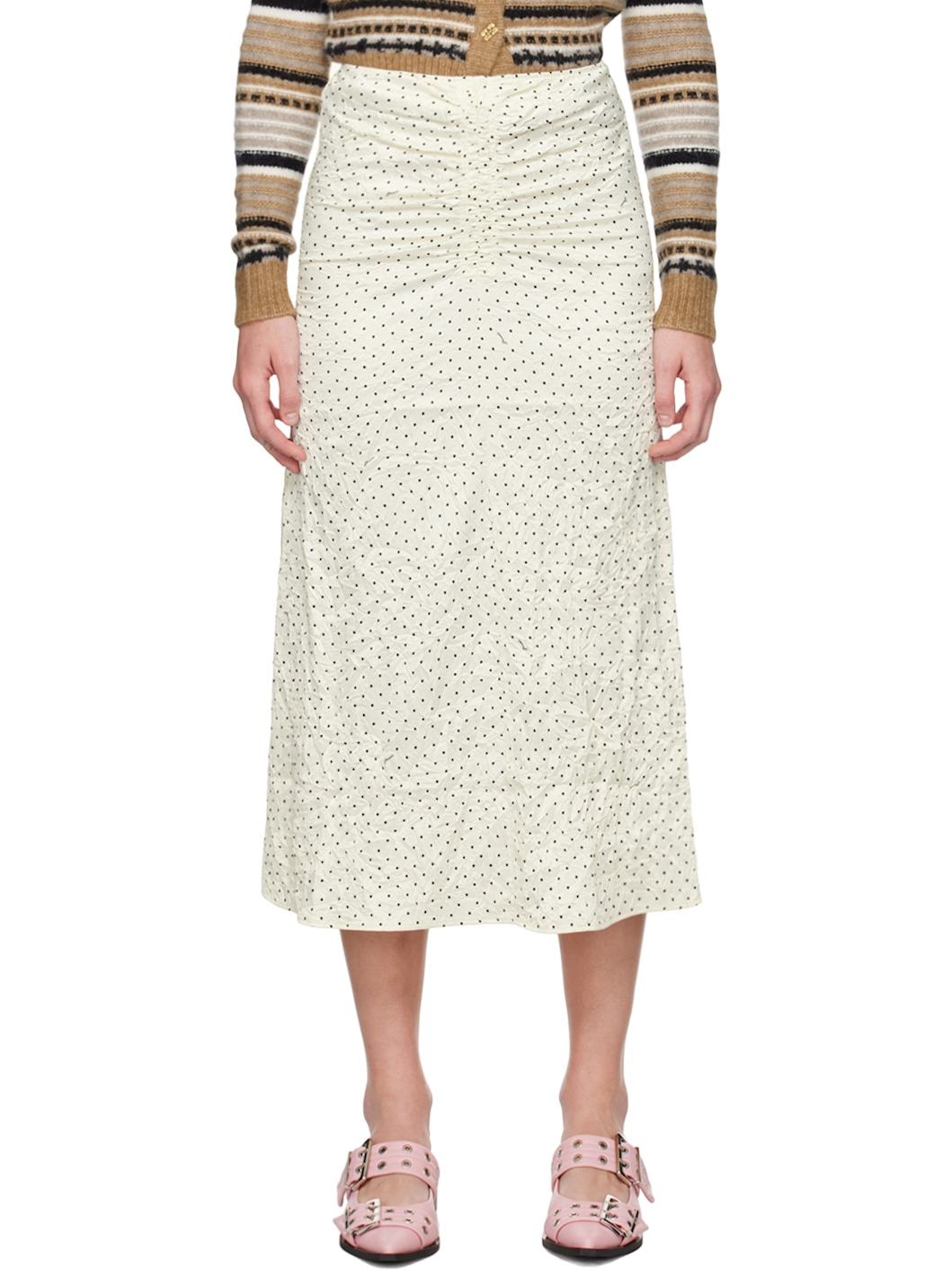 White Polka Dot Midi Skirt - 1