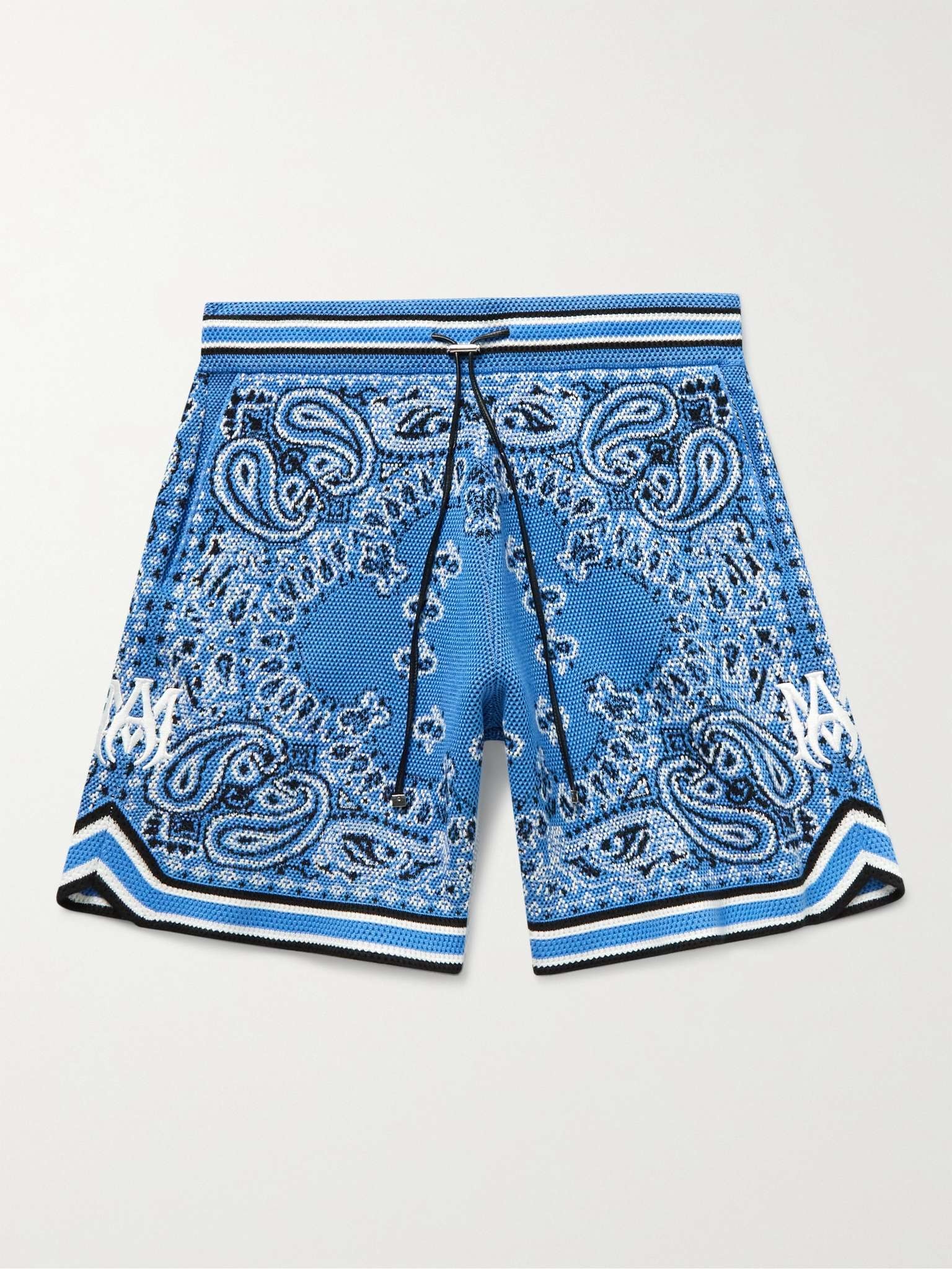 Bandana-Jacquard Cotton and Cashmere-Blend Drawstring Shorts - 1