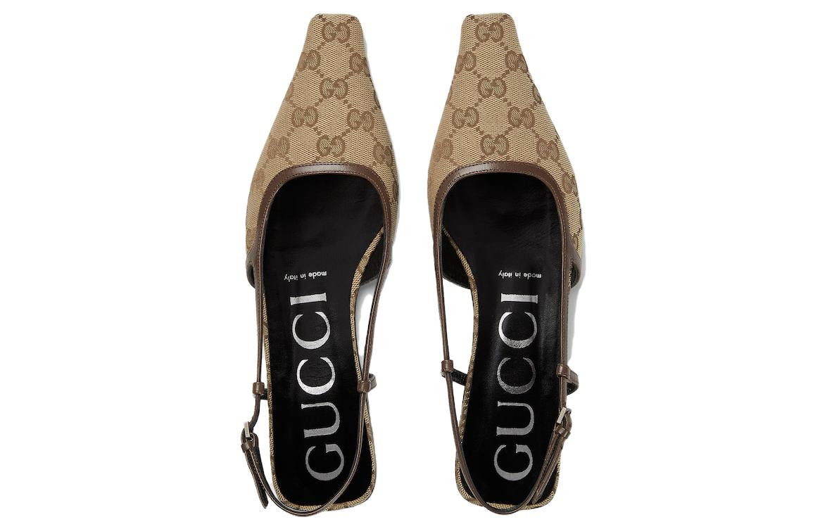 (WMNS) Gucci GG Slingback Ballet Flat 'Beige Ebony' 762420-KY980-9763 - 3
