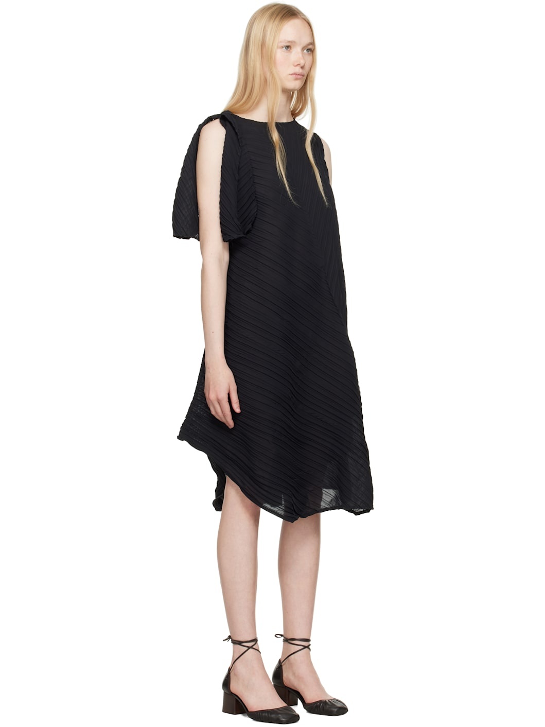 Black Wrinkled & Twisted Minidress - 2