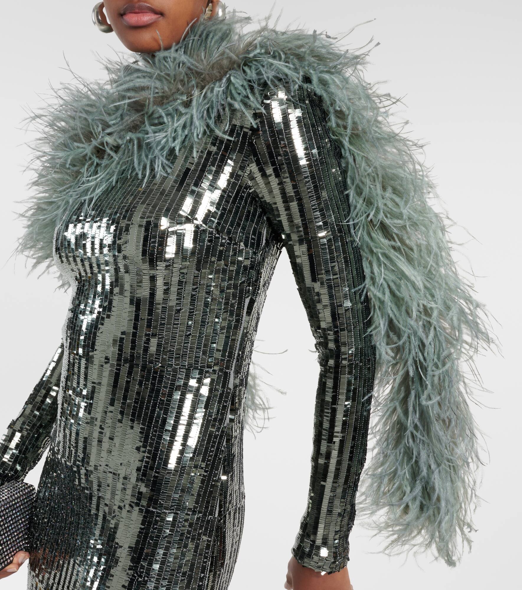 Garbo Disco feather-trimmed sequined gown - 5