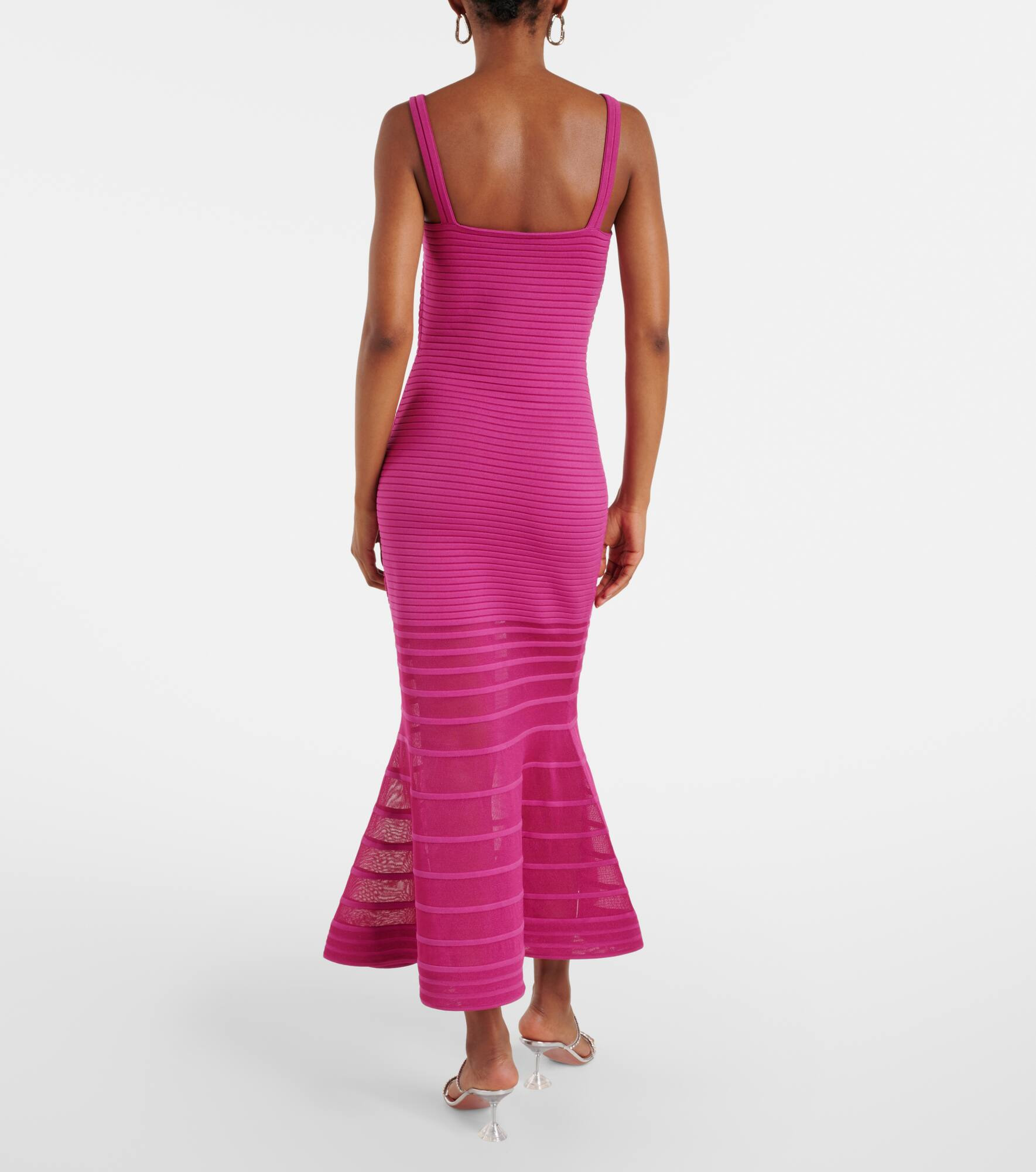 Vallarie ribbed-knit sheer midi dress - 3