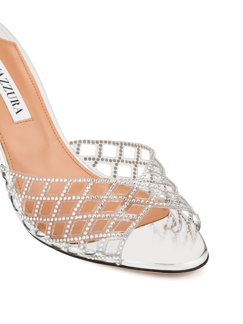 75mm crystal-embellished lattice mules - 3